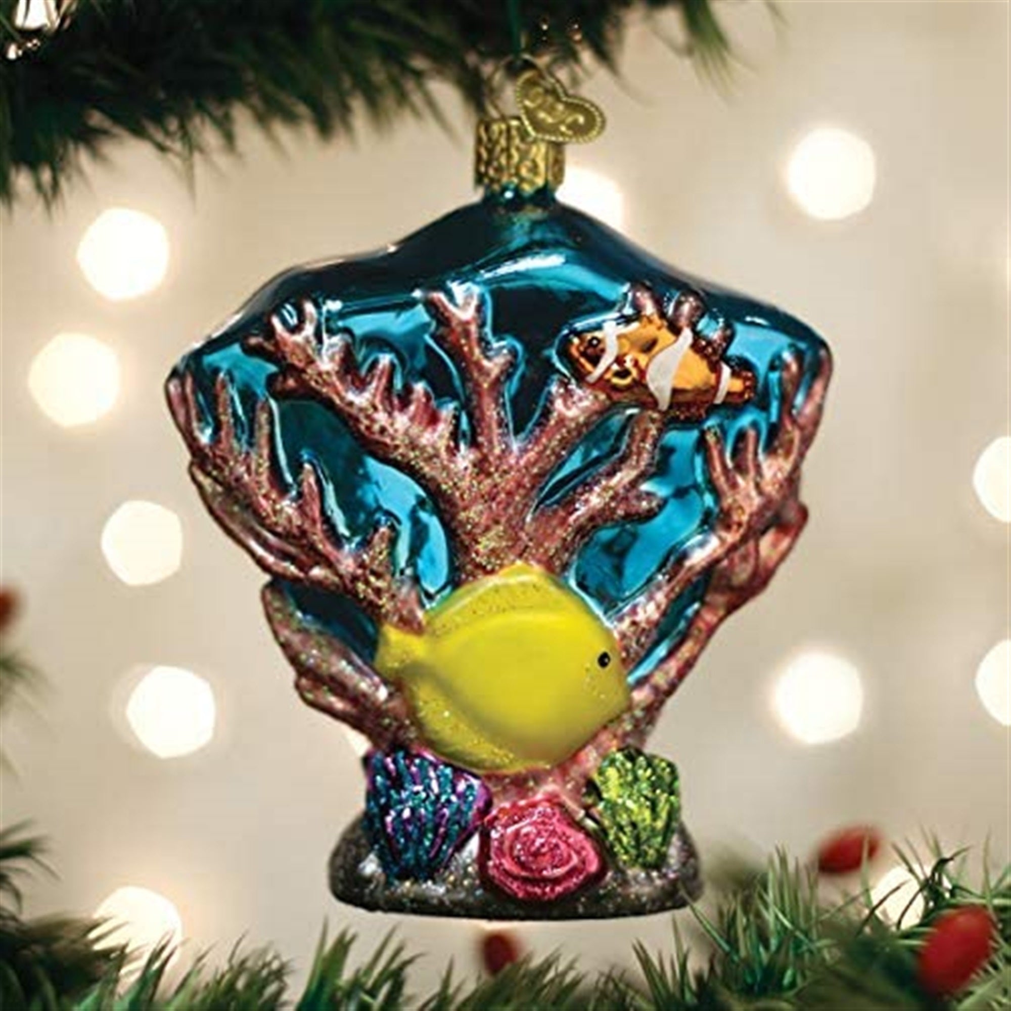 Old World Christmas Glass Blown Ornament, Coral Reef, 4"