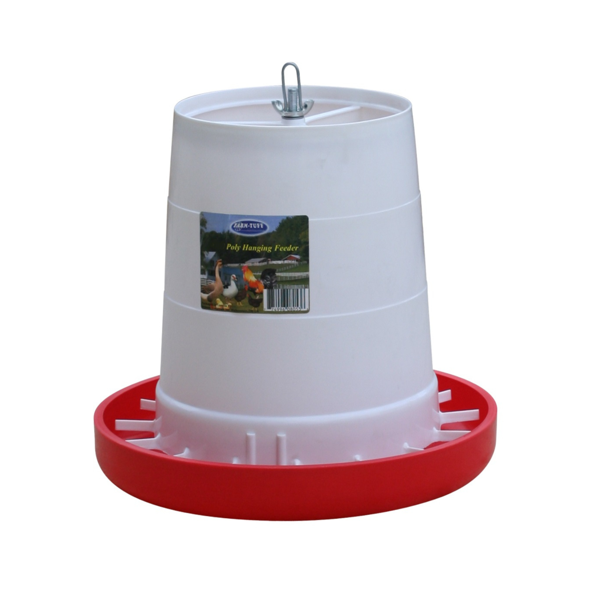 FARM-TUFF Durable Outdoor Hanging Plastic Automatic Poultry Feeder with Customizable Flow Rates for Chickens