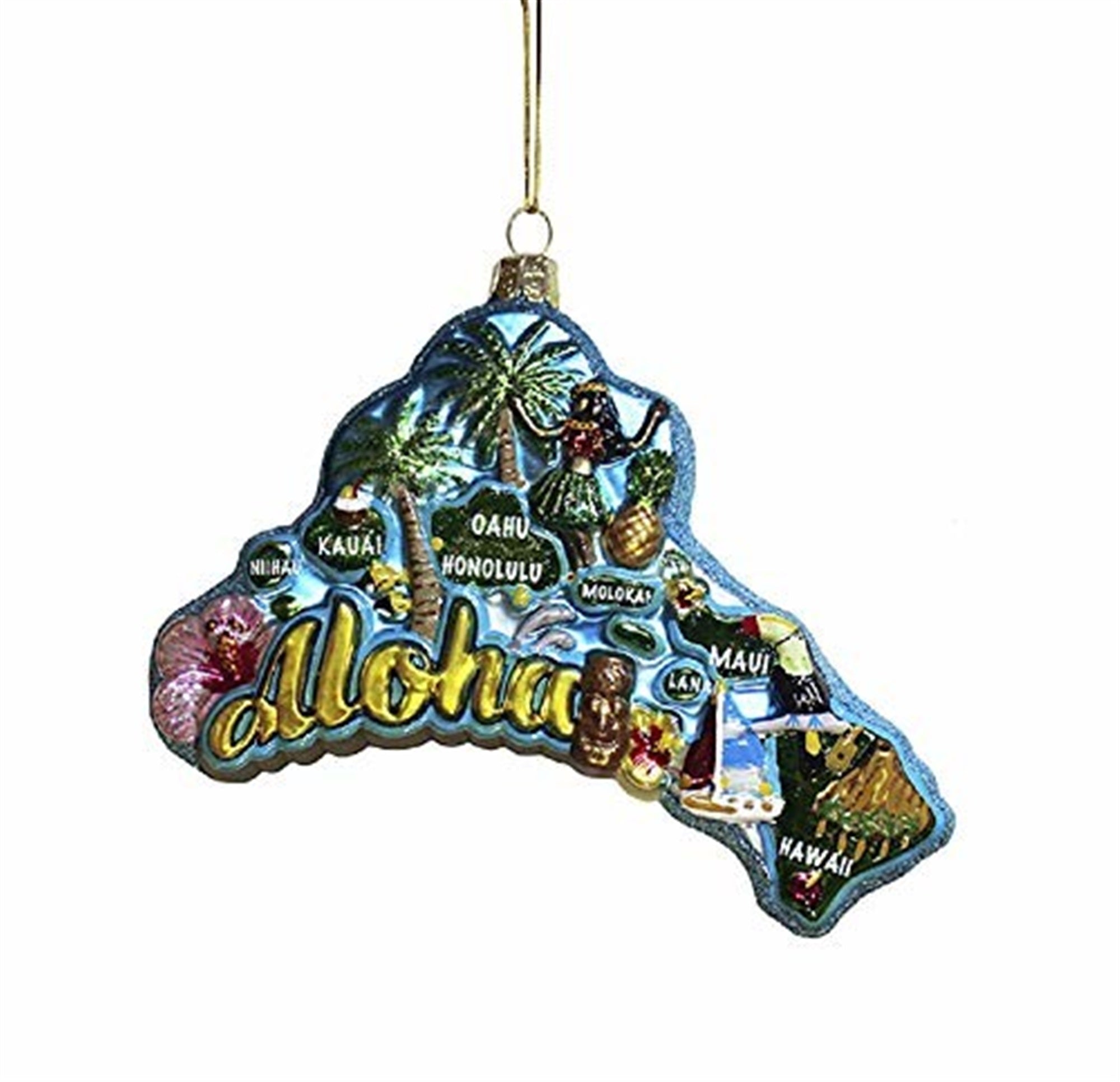 Kurt S. Adler #C7742 Hawaii Cityscape Glass Ornament, 5 Inch