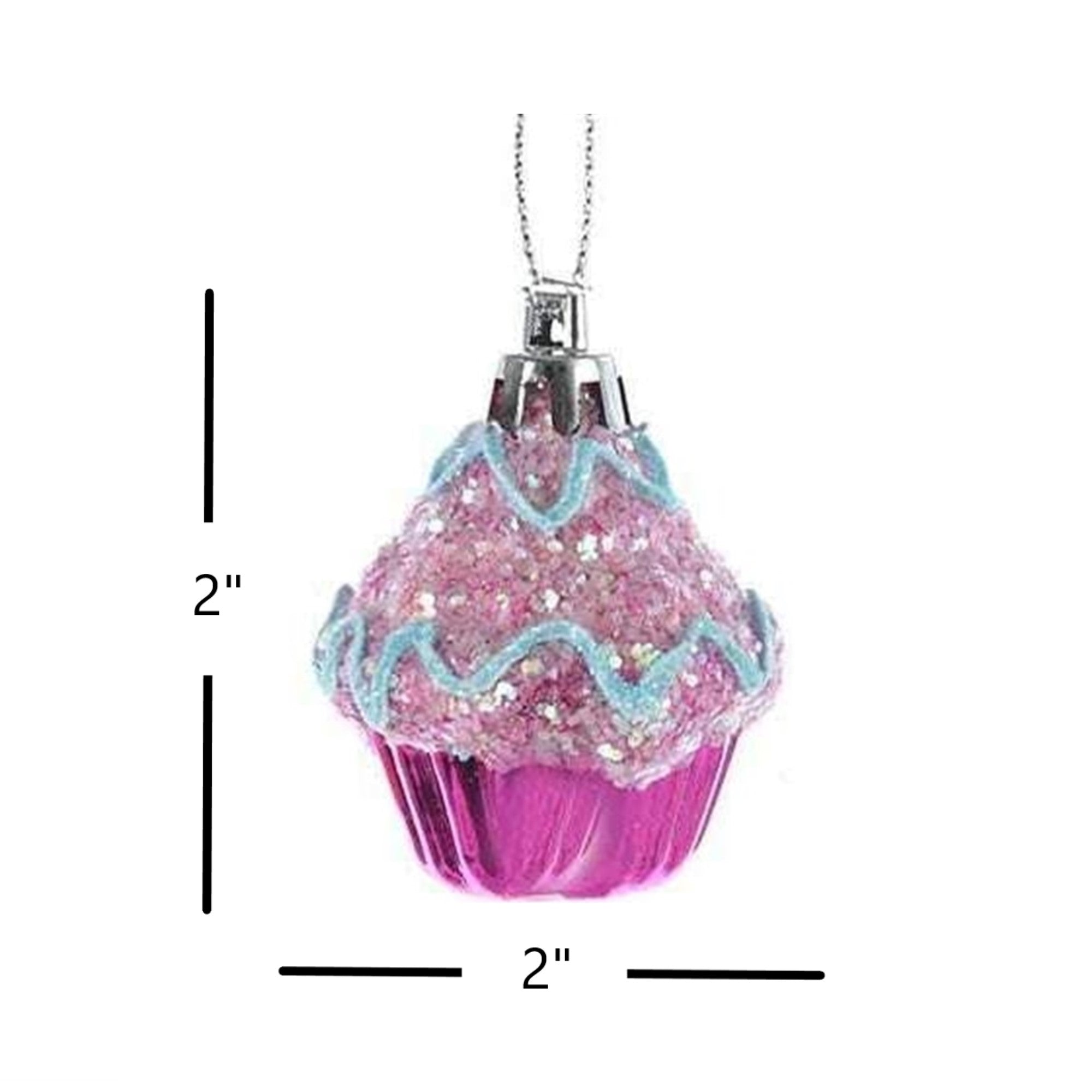 Kurt Adler Cupcake Plastic Hanging Christmas Ornaments, 2" (Set of 6)