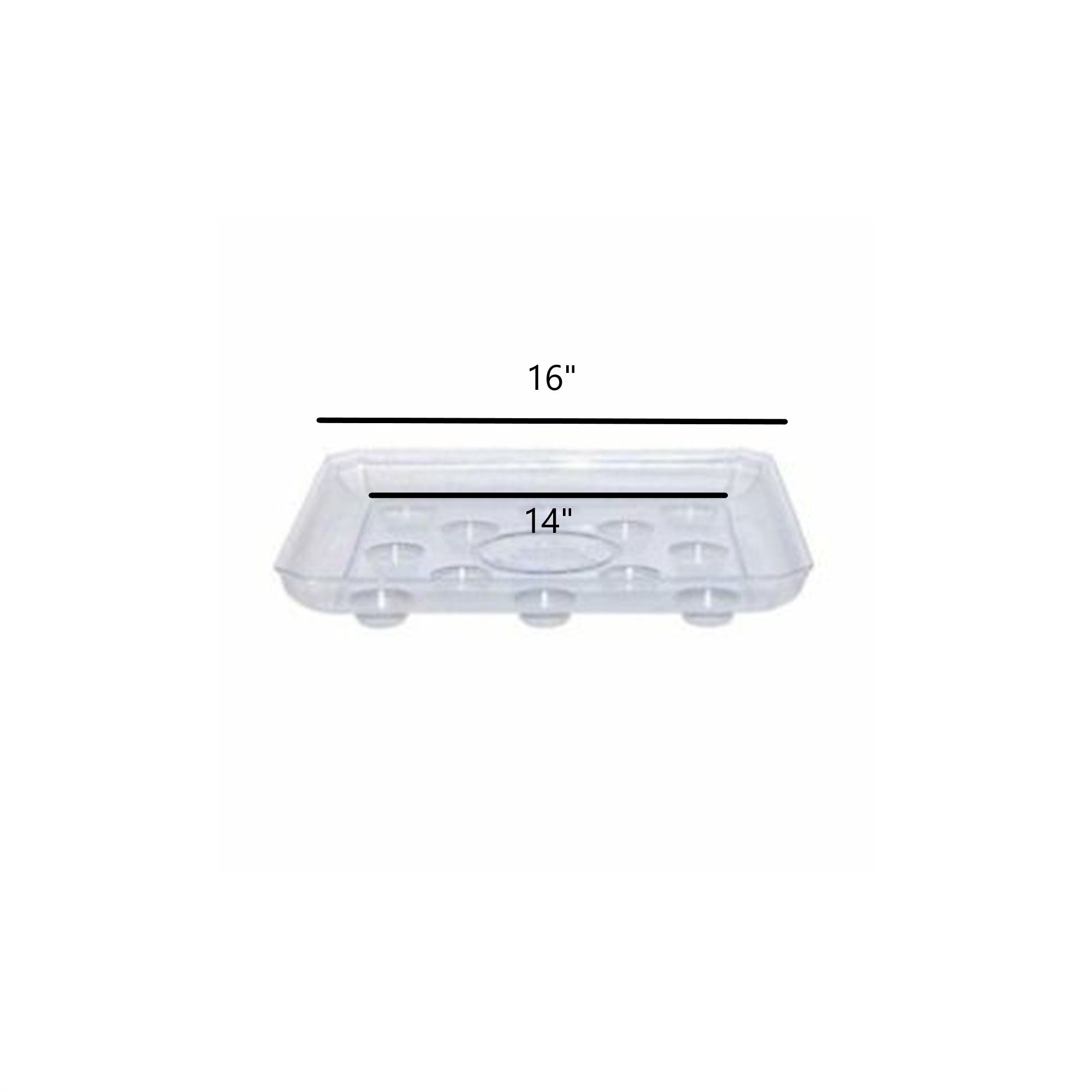 Curtis Wagner Clear Carpet Saver Heavy Duty Square Plant Saucer, 16"