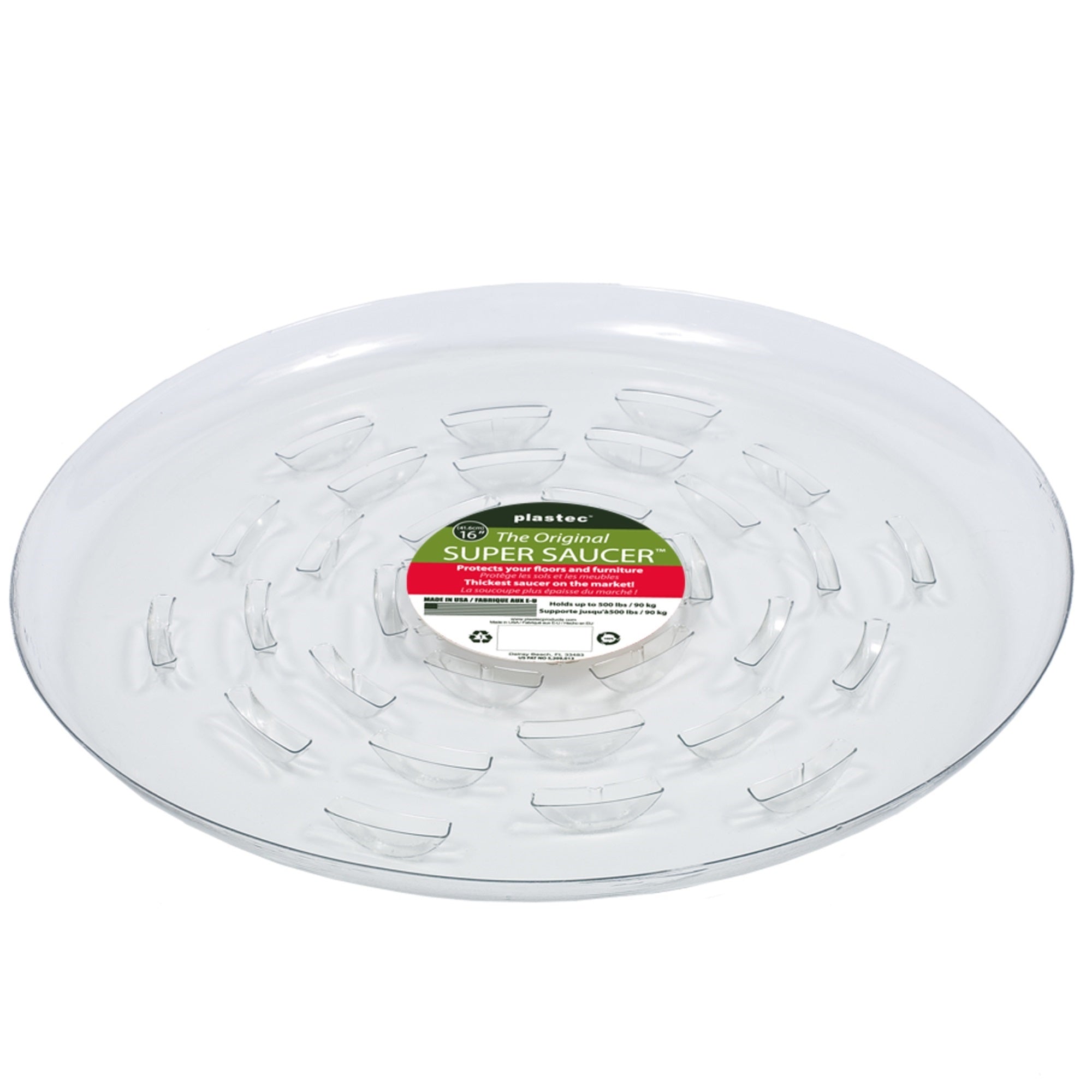 Plastec Super Plant Saucer,  Clear Plastic, 16" D