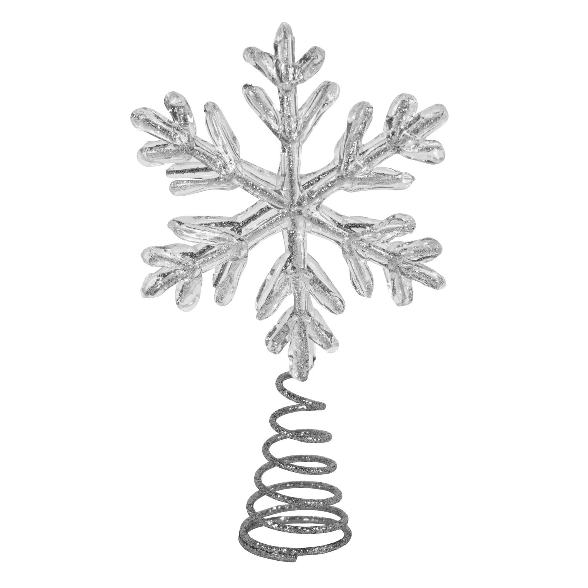Kurt Adler 7" Un-Lit Mini Snowflake Treetopper, Silver