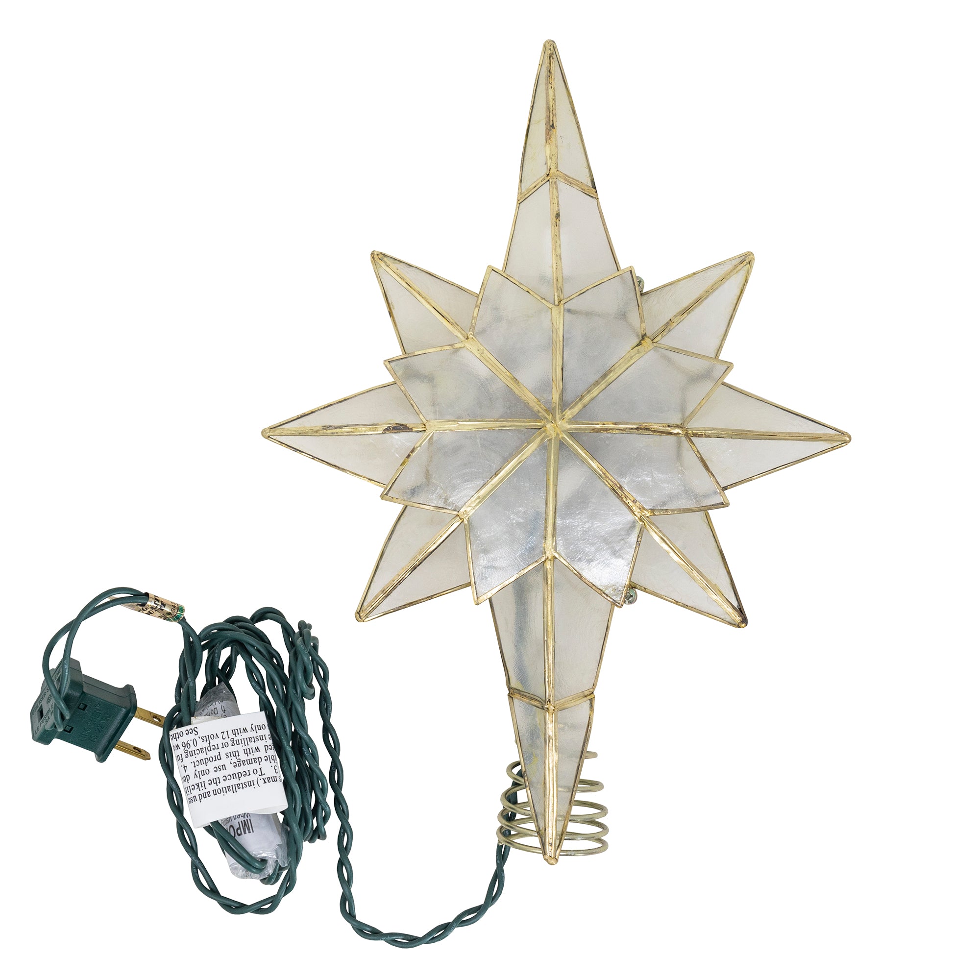 Kurt Adler 10-Light Capiz Treetop, Clear Star, 11"