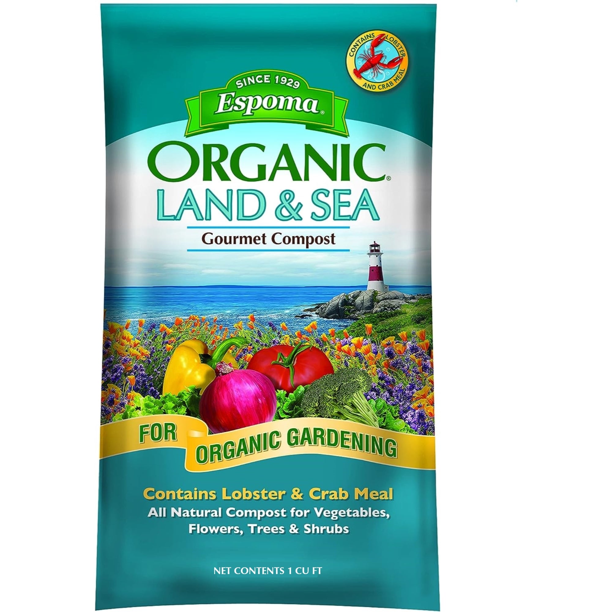 Espoma Land & Sea Gourmet Compost for Organic Gardening, Contains Lobster & Crab Meal, 1 CF Bag