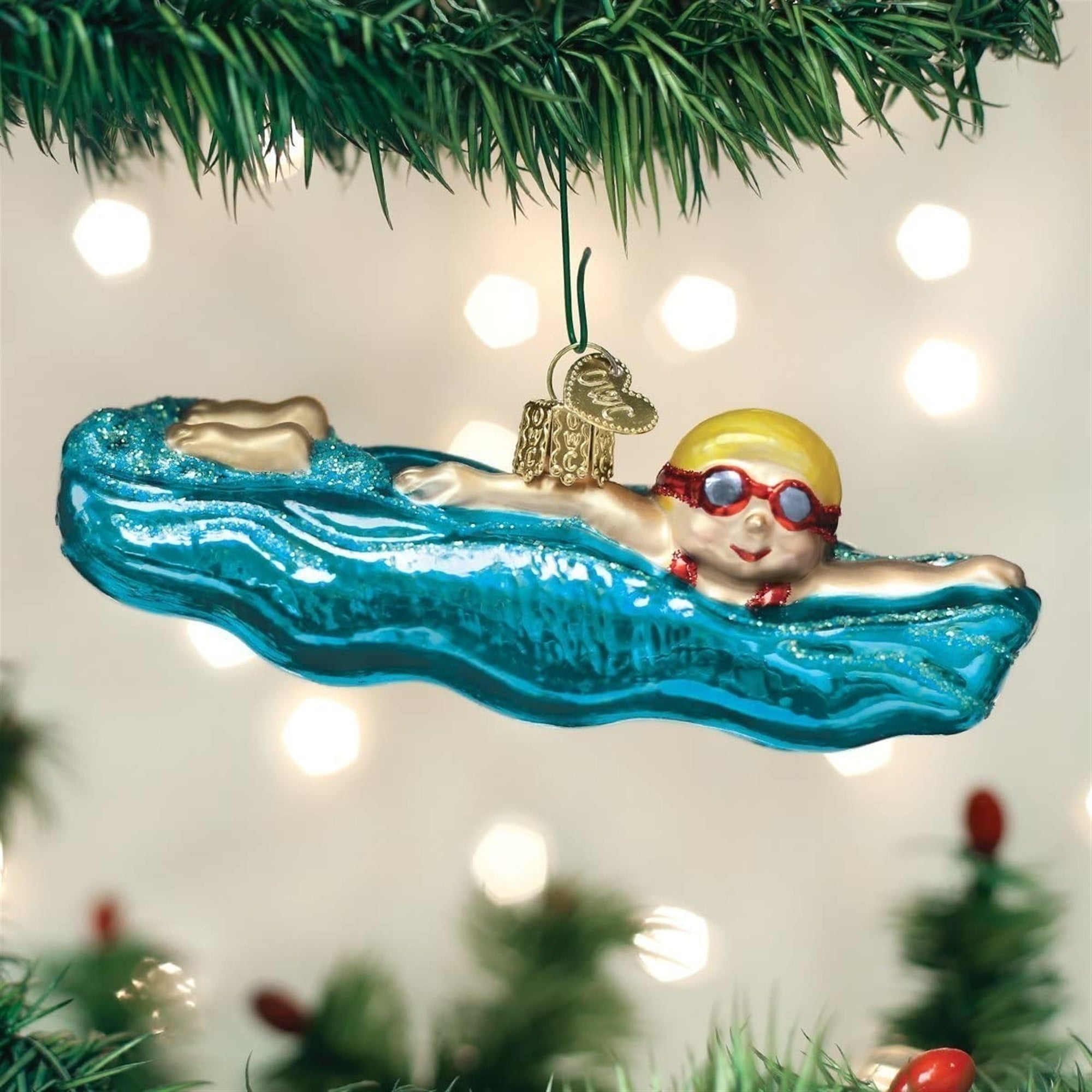 Old World Christmas Glass Blown Swimming Ornament