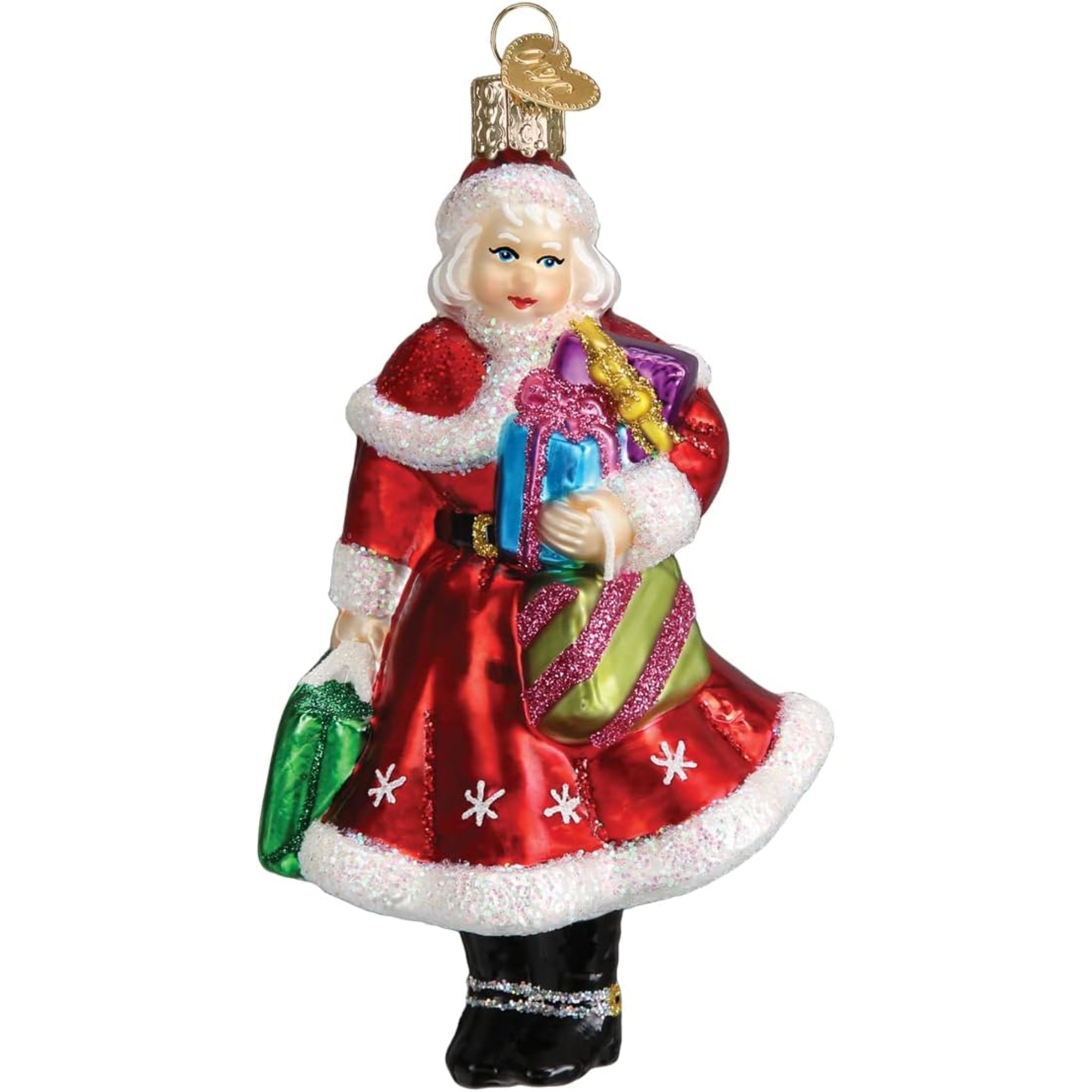Old World Christmas Mrs. Claus Goes Shopping Glass Blown Ornament for Christmas Tree