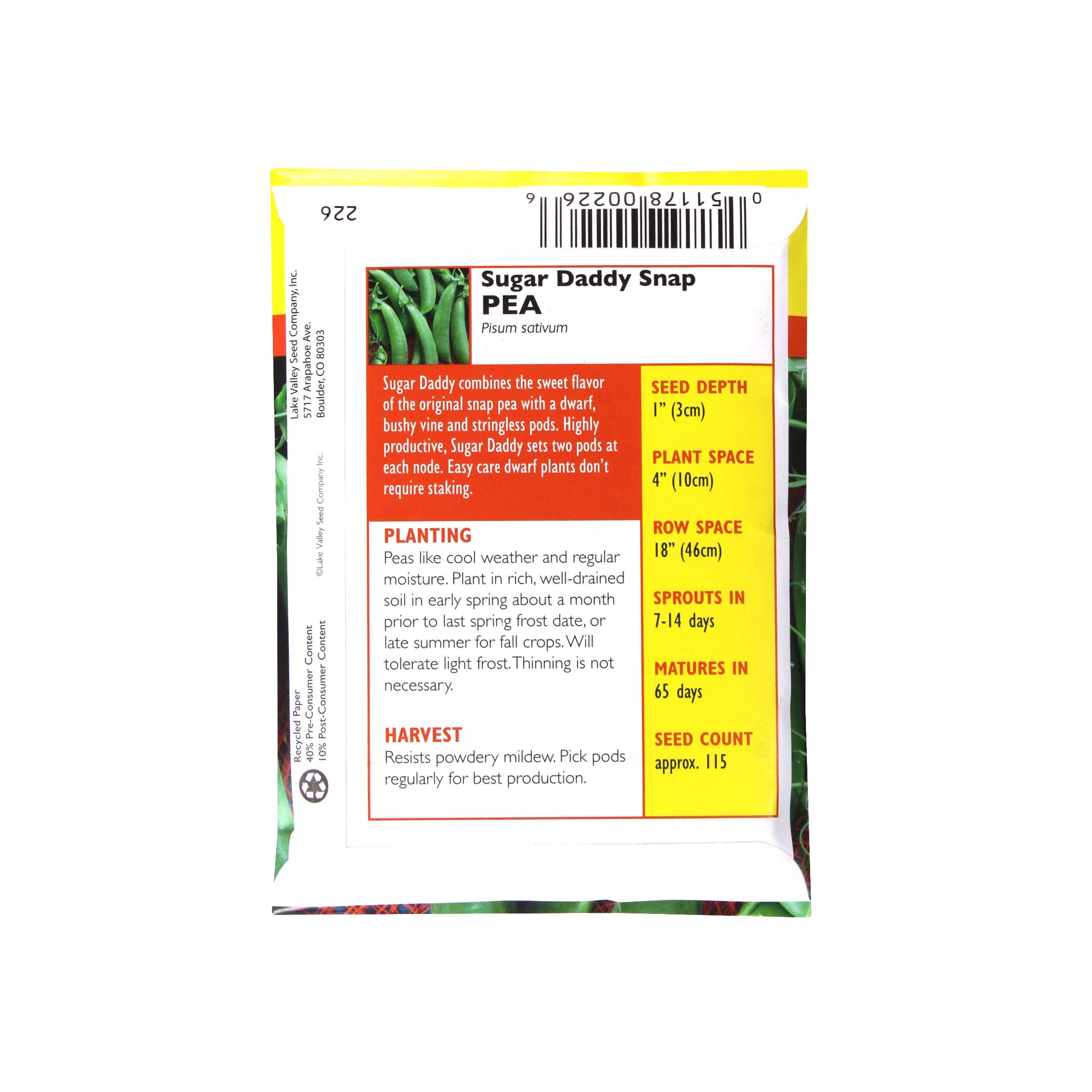 Lake Valley Seed Pea, Sugar Daddy Snap, 20g