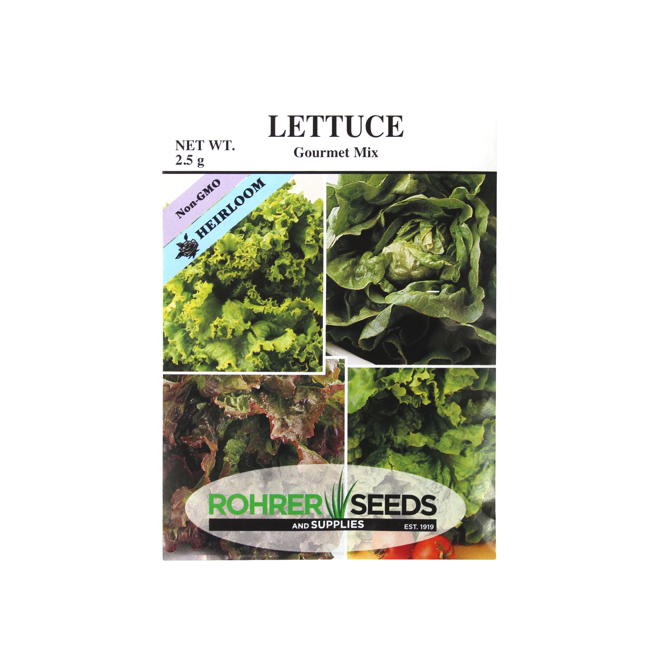 Rohrer Seeds Lettuce, Gourmet Mix Heirloom, 2.5g, Approx 2000 Seeds/Packet
