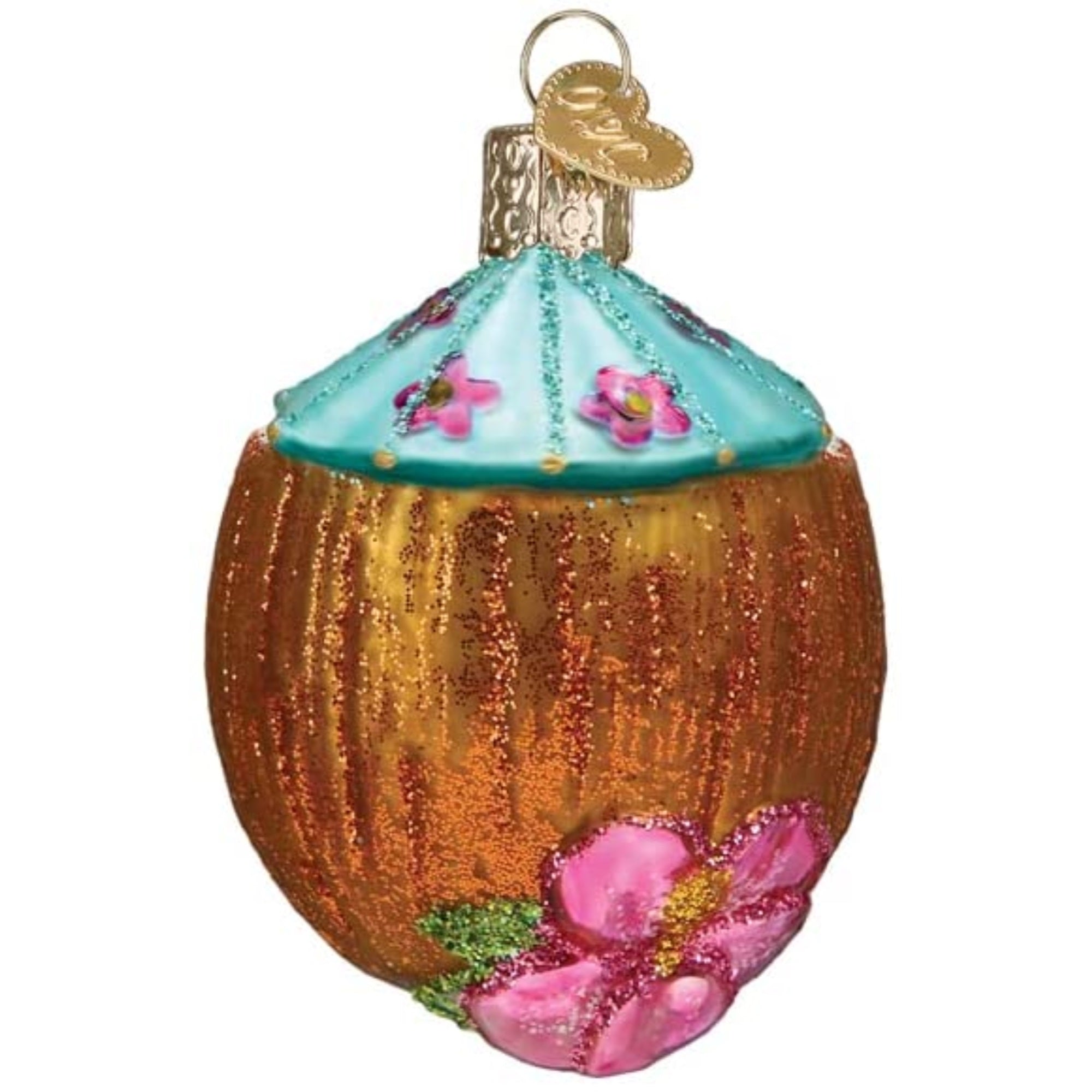 Old World Christmas Glass Blown Tree Ornament, Tropical Coconut Drink