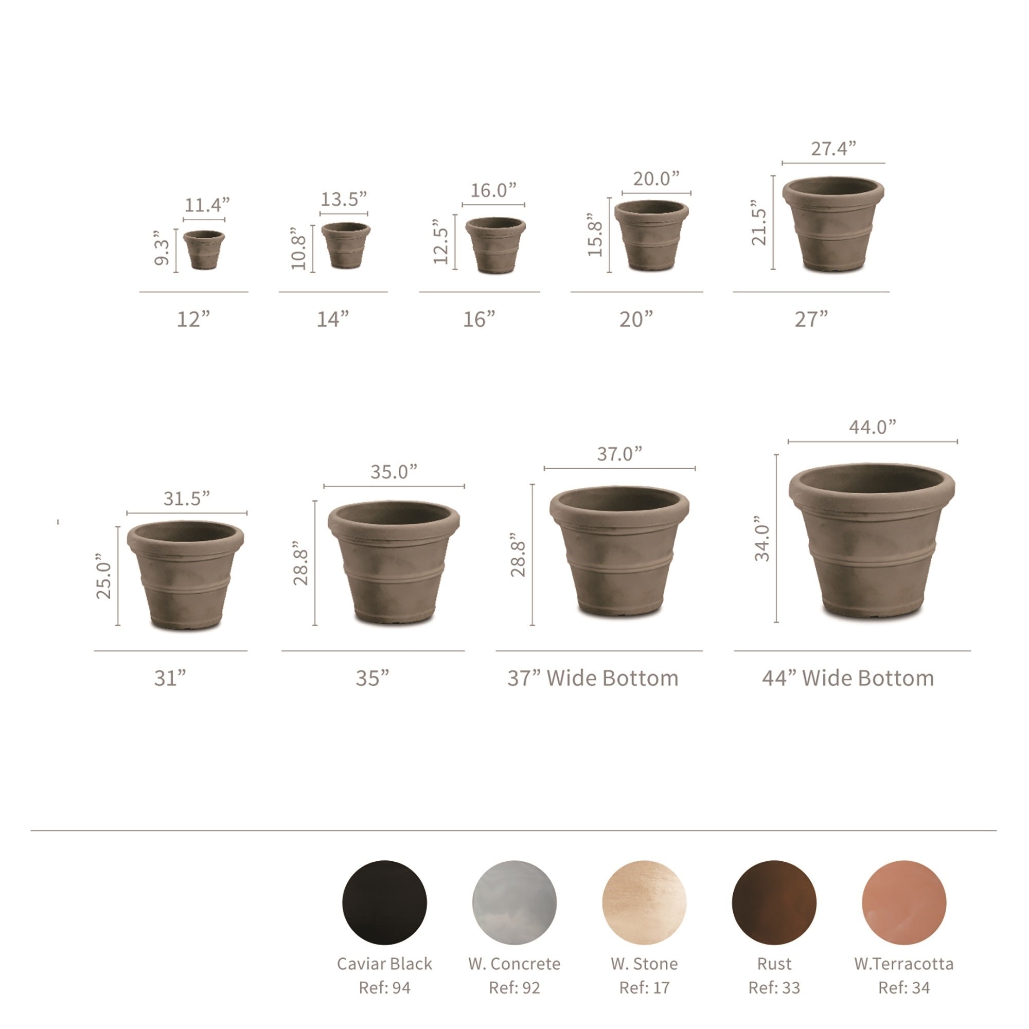 Crescent Garden Brunello Classic Rolled-Rim Plant Pot