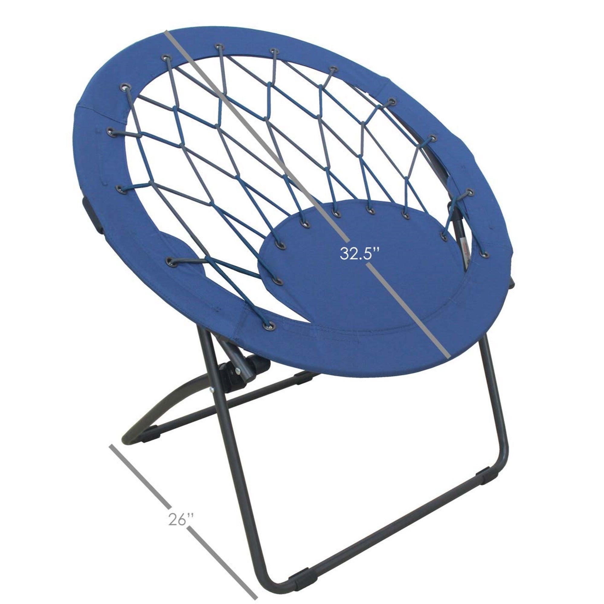 Zenithen Bungee Folding Bouncy Dish/Saucer Chair with Steel Frame, Blue - Pack of 1