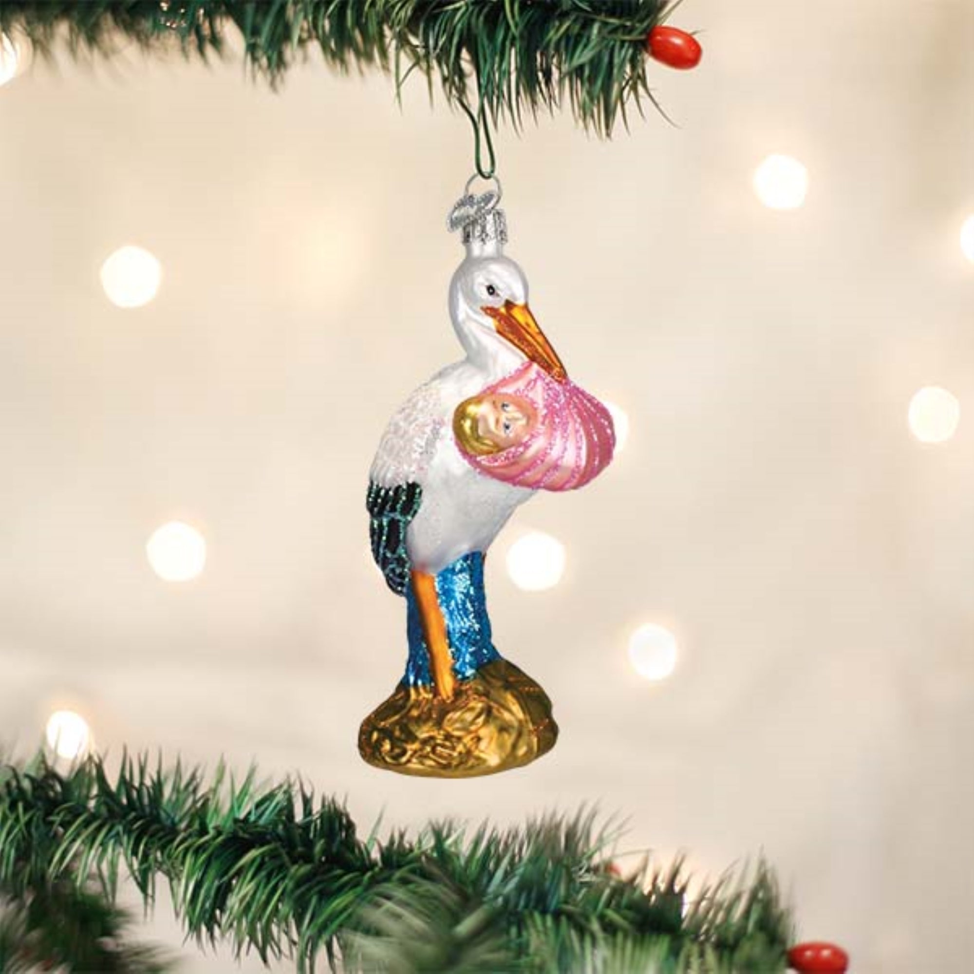 Old World Christmas Ornaments Girl Bundle of Joy Glass Blown Christmas Tree