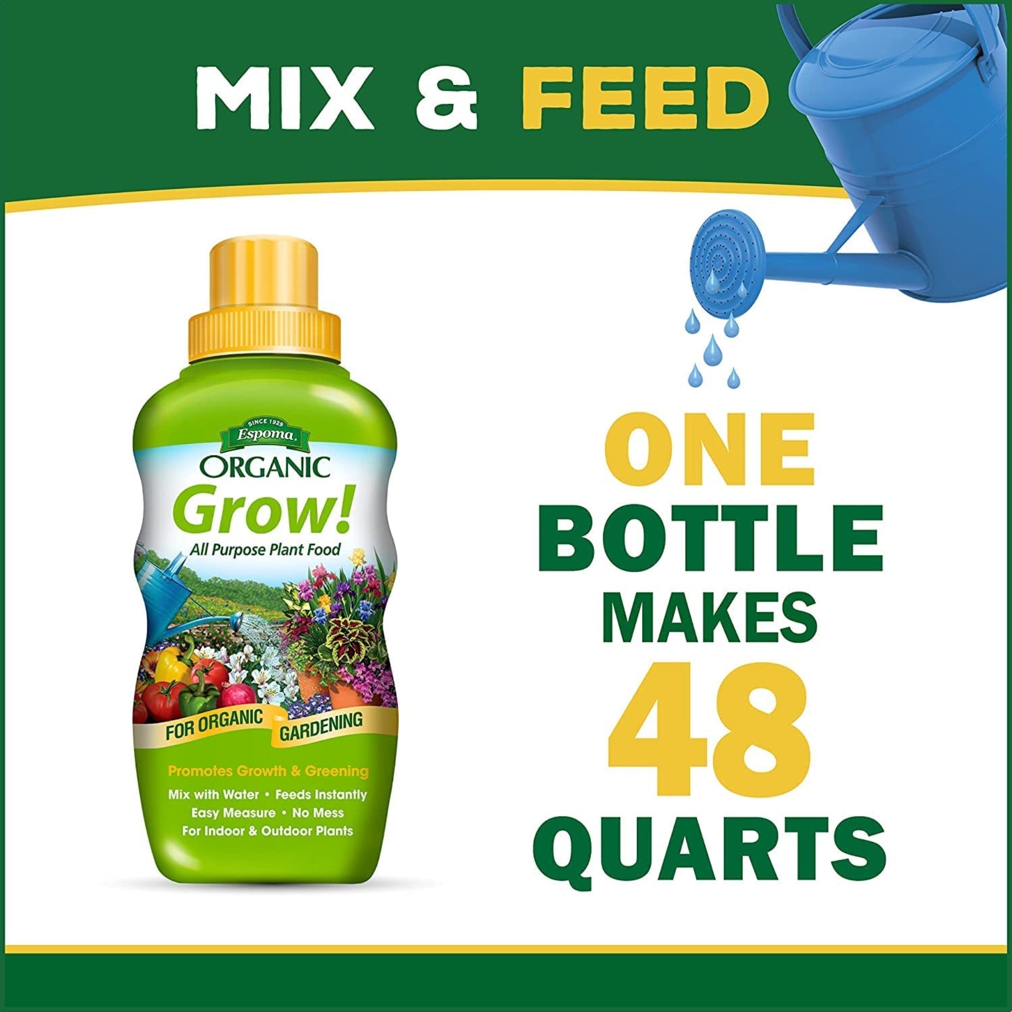 Espoma Organic Grow! All Purpose Plant Food for Indoor & Outdoor Plants for Organic Gardening, Liquid Concentrate, 16 fl oz