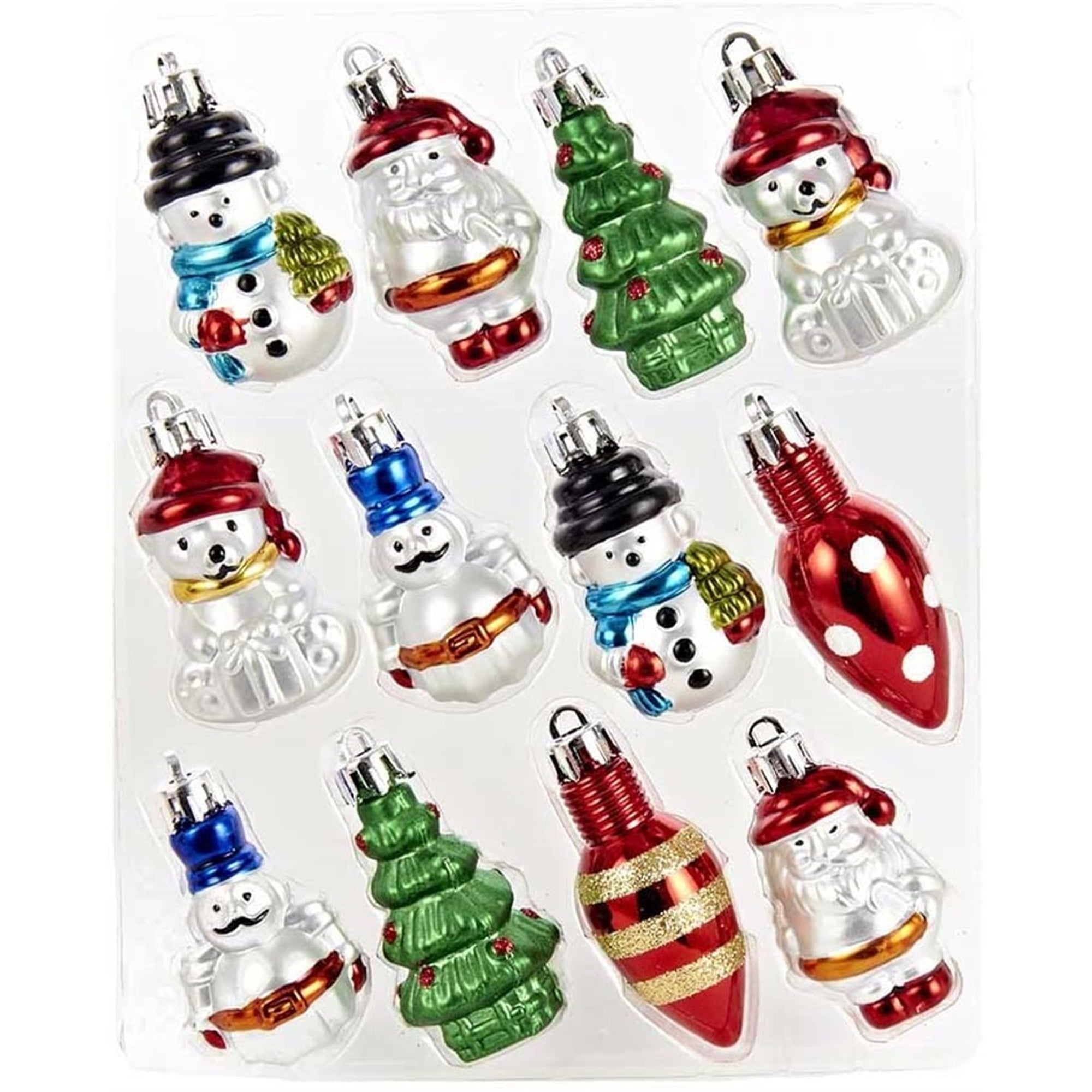 Kurt Adler Miniature Shatterproof Hanging Christmas Ornaments, 12-Piece Box Set, 2 Inch