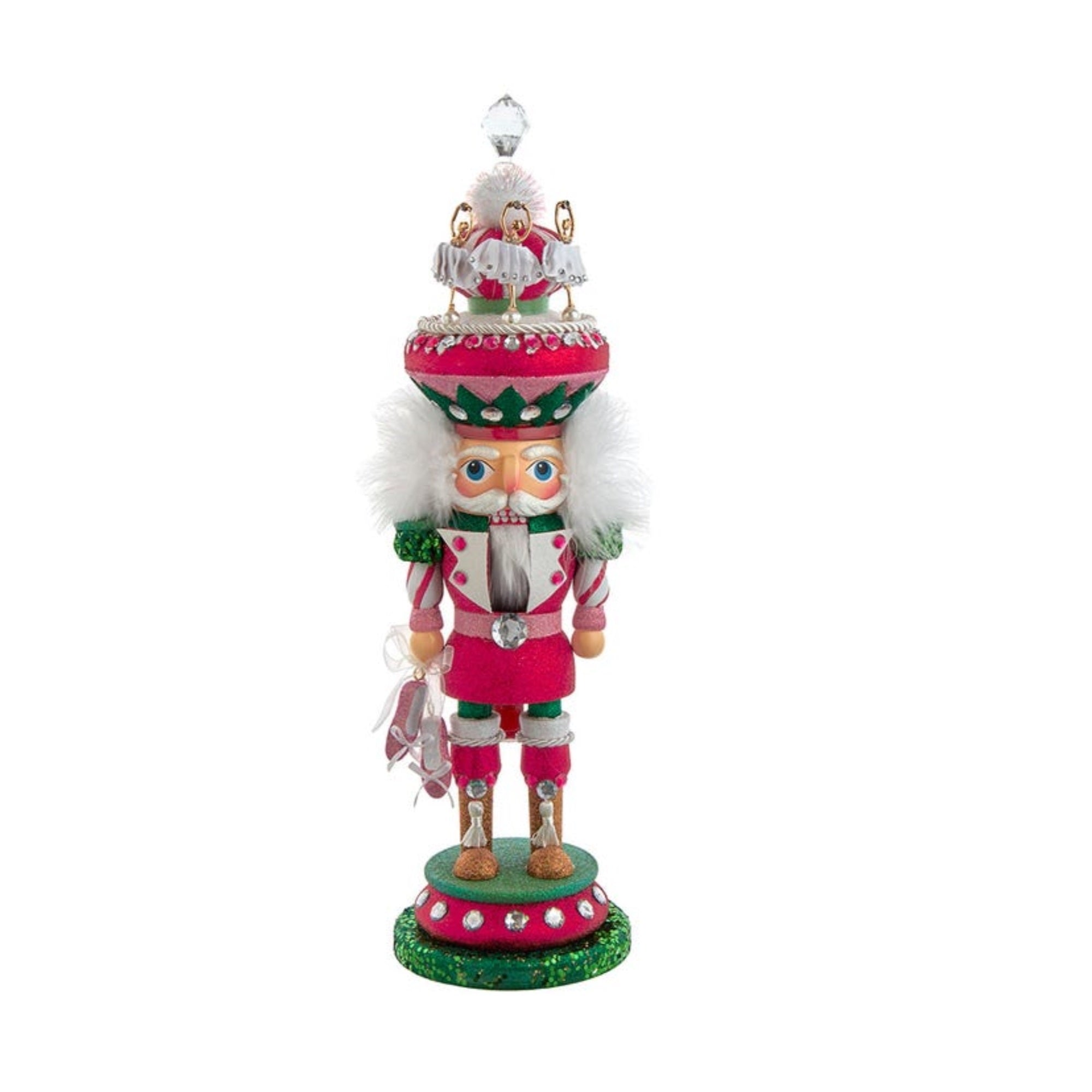 Kurt Adler Pink and Green Ballet Soldier Nutcracker, 17.5"