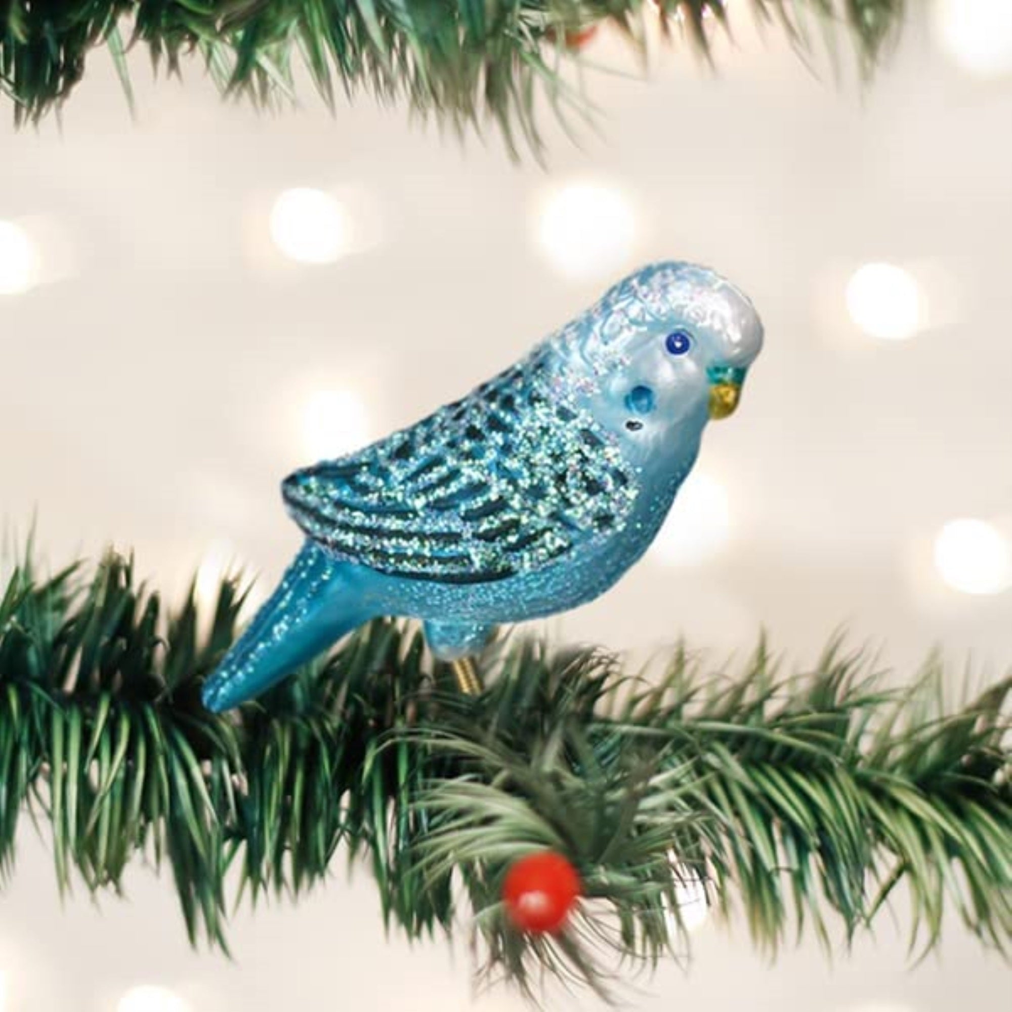Old World Christmas Blue Miniature Parakeet Glass Blown Ornament Christmas Tree