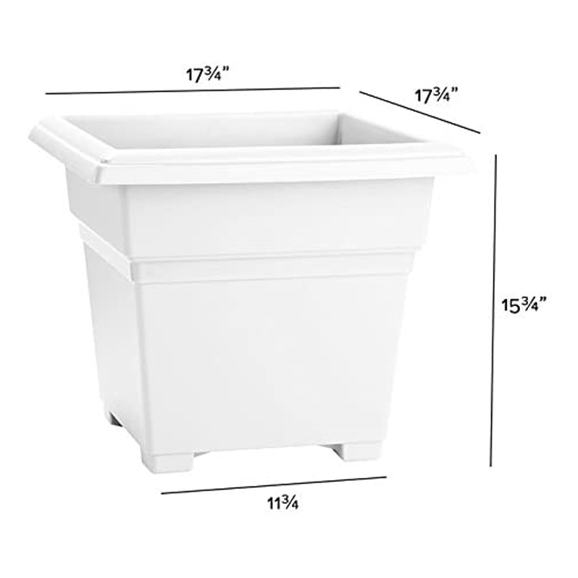 Novelty Countryside Square Tub Planter, White 18"