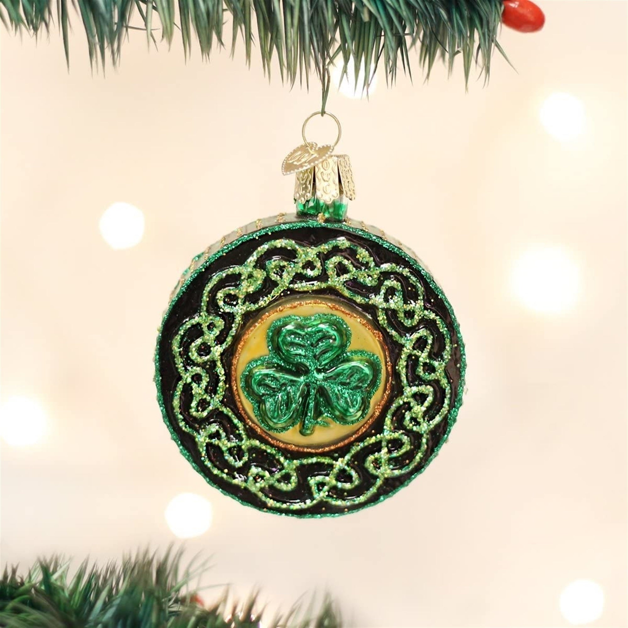 Old World Christmas Glass Blown Celtic Brooch Ornament