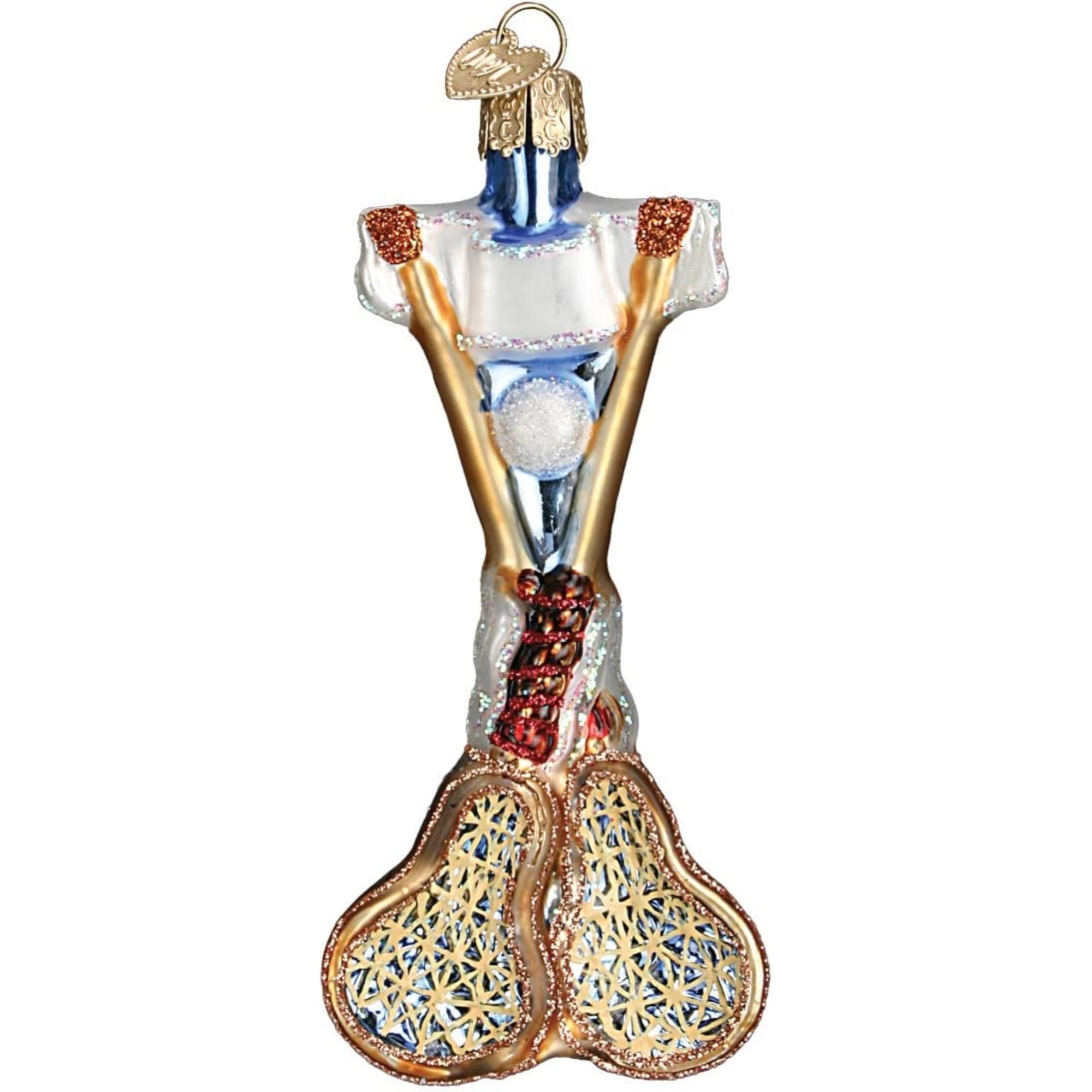 Old World Christmas Glass Blown Lacrosse Set Ornament
