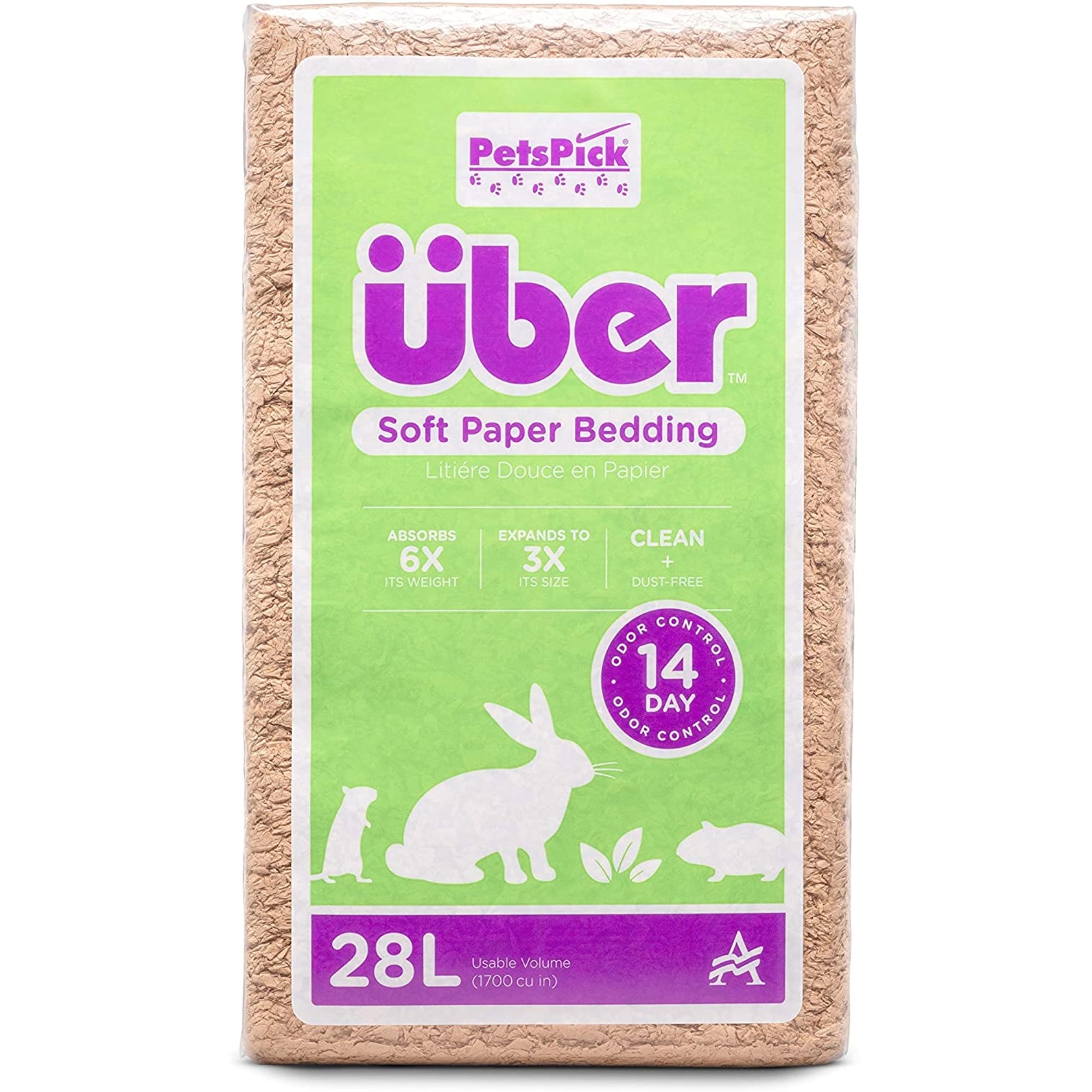 PetsPick Uber Soft Paper Pet Bedding for Small Animals, Natural 28L