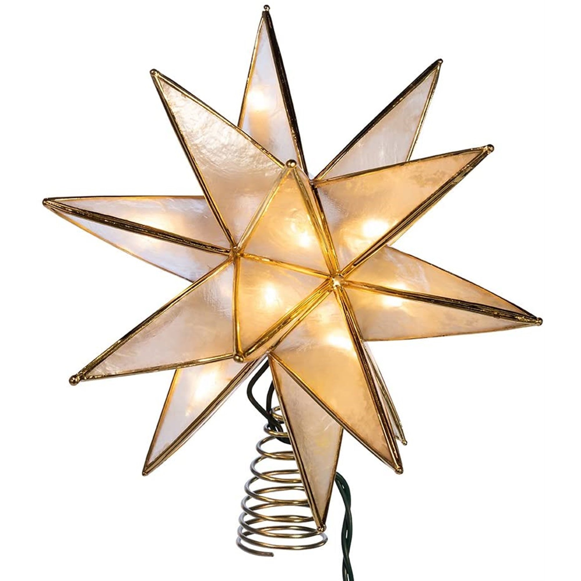 Kurt Adler 10-light Gold Sputnik Capiz Treetop, 8.25"