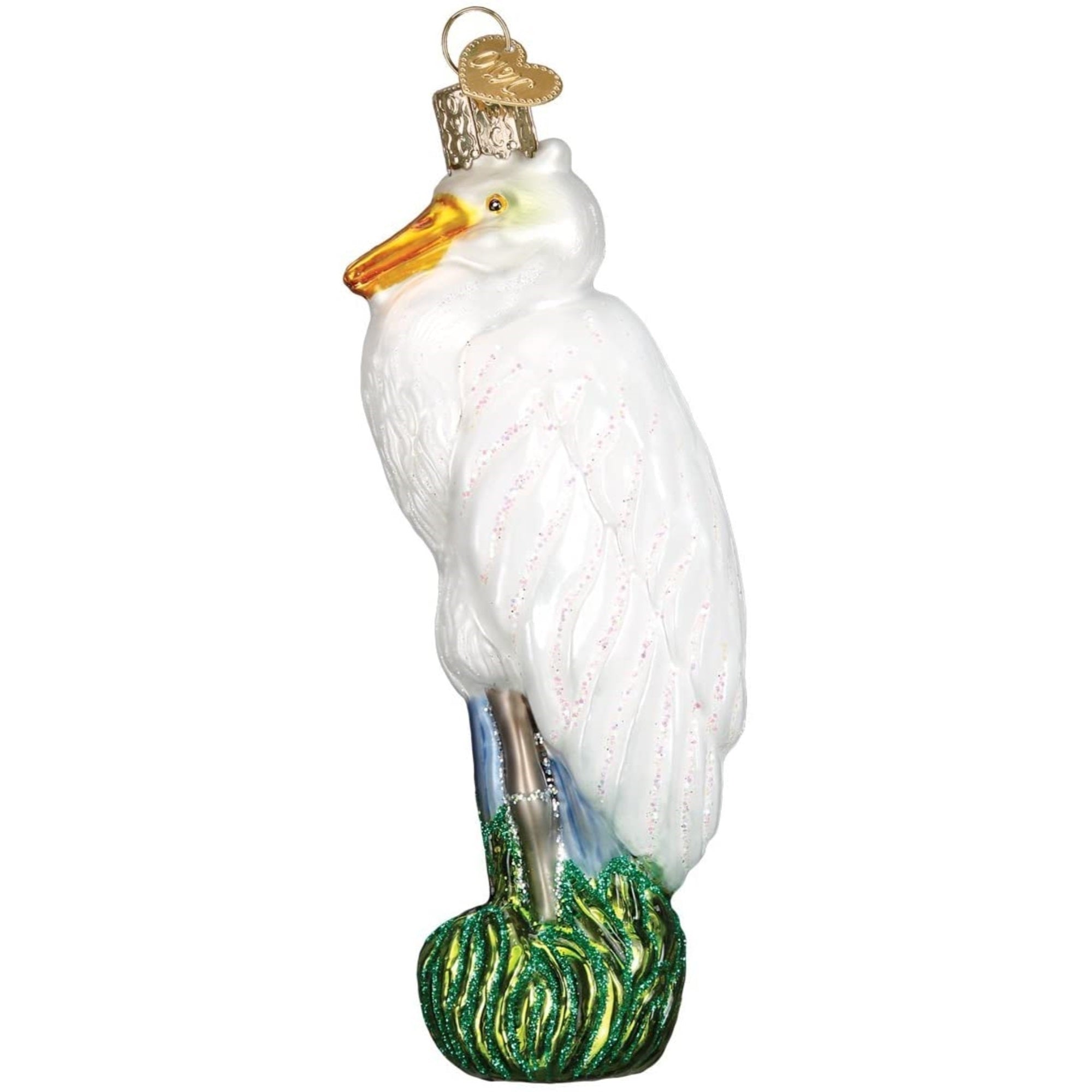 Old World Christmas Bird Watcher Collection Glass Blown Ornaments Great Egret