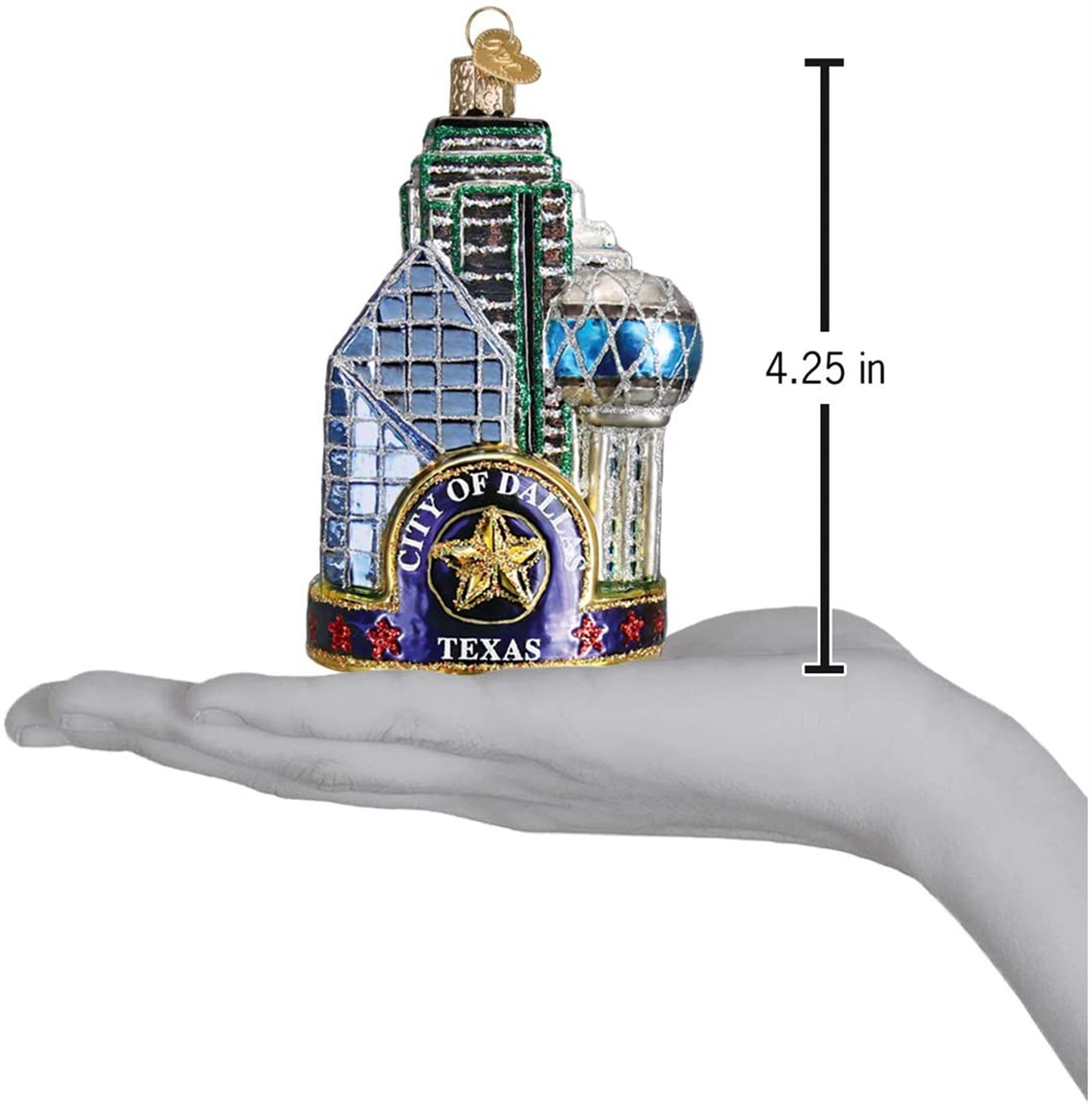 Old World Christmas Blown Glass Christmas Ornament, City of Dallas