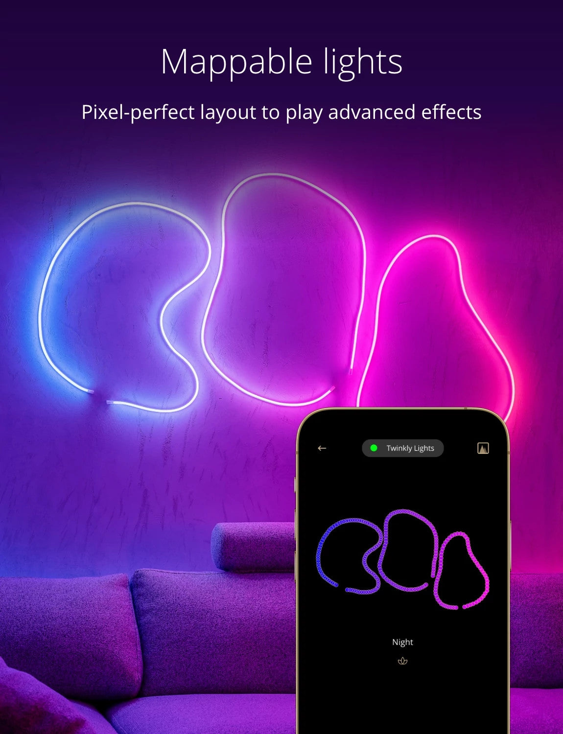 Twinkly Flex App Controlled Flexible White Wire Light Tube Indoor Smart Home Lighting Decoration, Multicolor LED