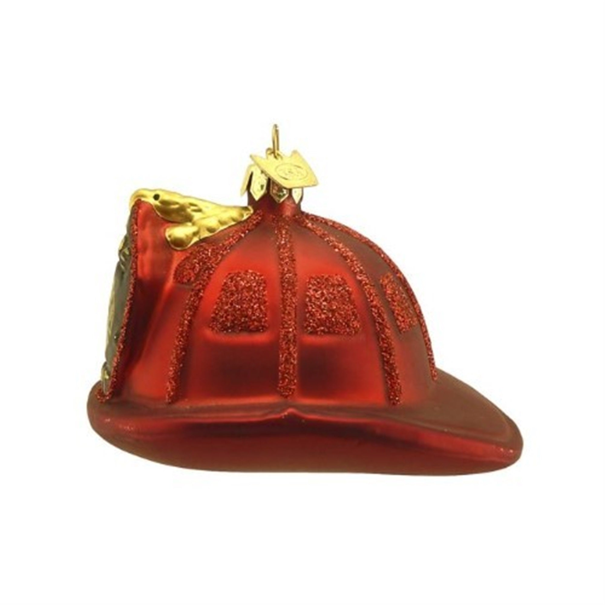 Kurt Adler Noble Gems Firefighter Helmet Hanging Glass Christmas Ornament
