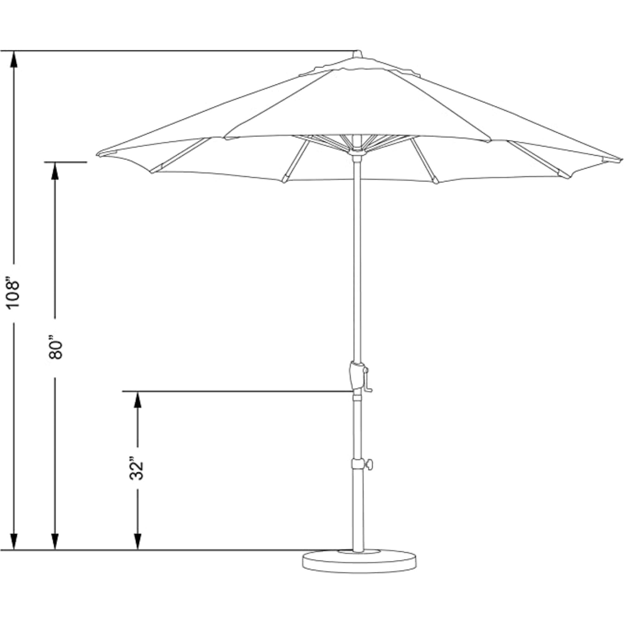 California Umbrella Aluminum Olefin Crank Open, Tilt Patio Umbrella