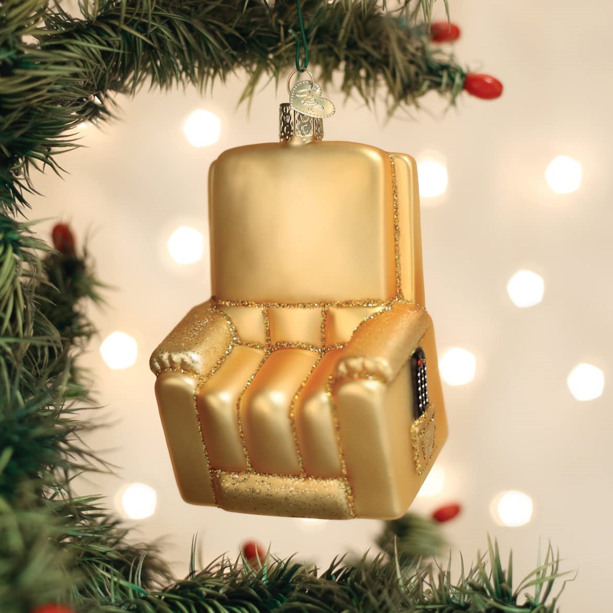 Old World Christmas Glass Blown Favorite Recliner Ornament, 4.25"