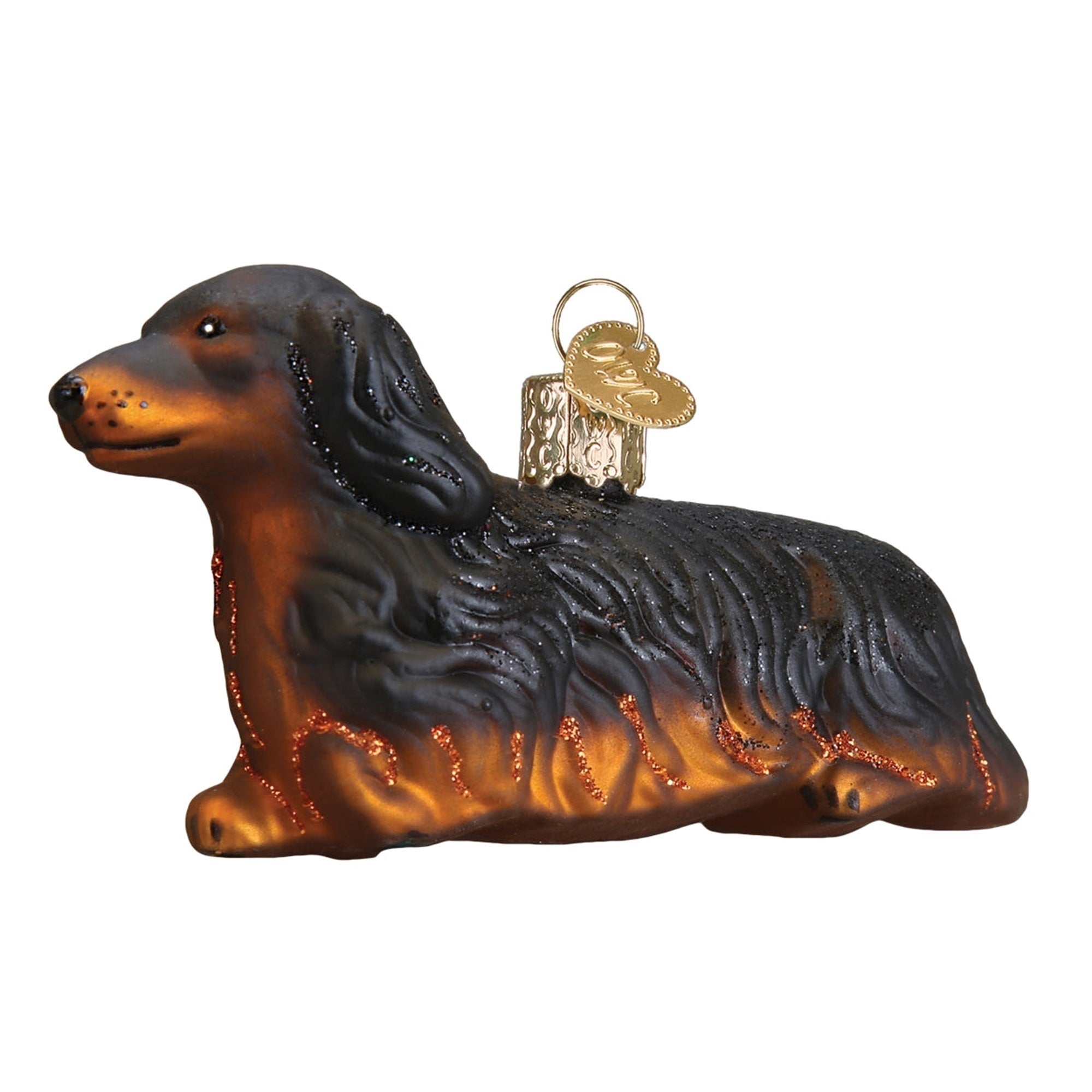 Old World Christmas Hanging Glass Tree Ornament, Long-Haired Dachshund