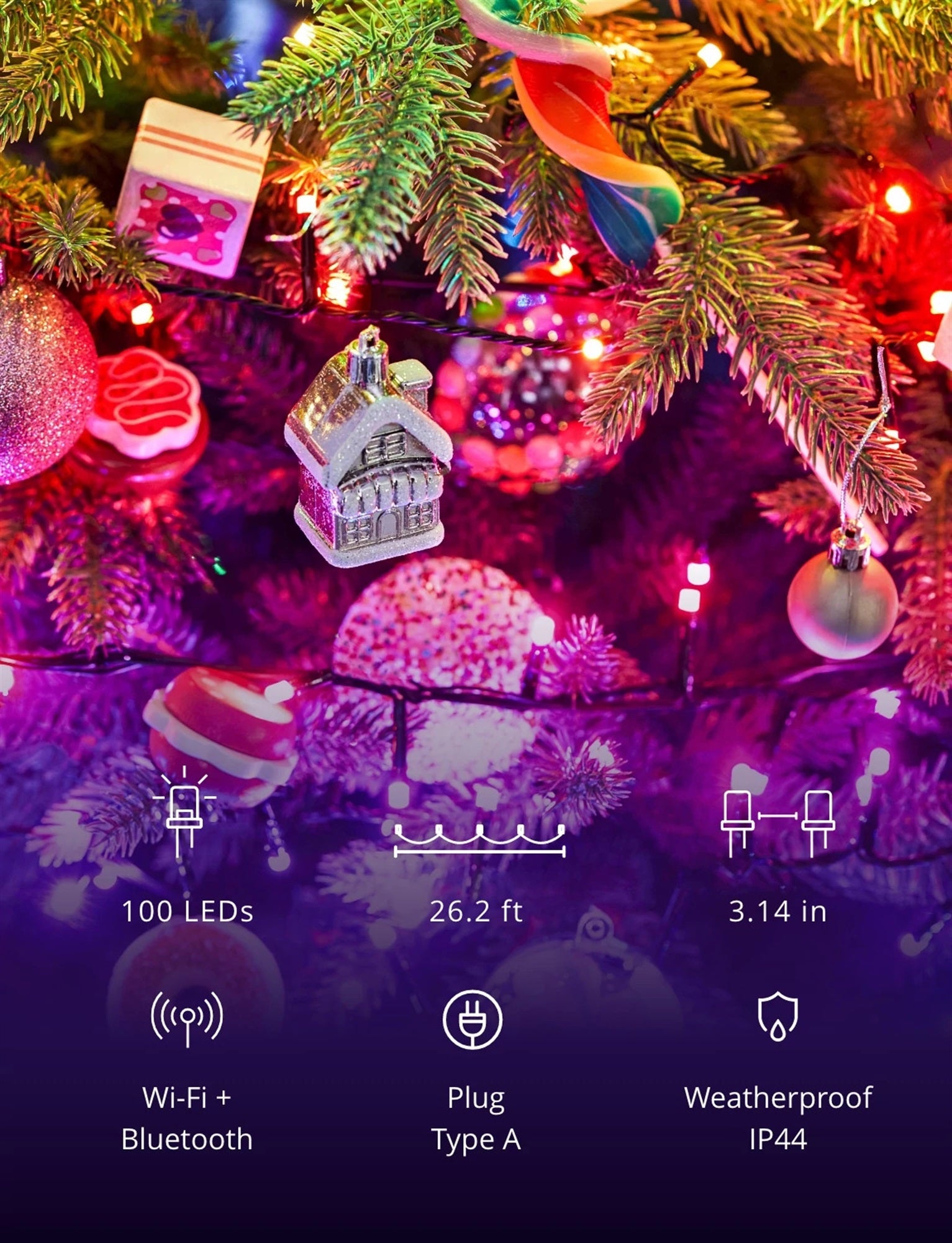 Twinkly Strings App Controlled Green Wire Christmas Light String Indoor and Outdoor Smart Home Lighting Decoration, Multicolor LED