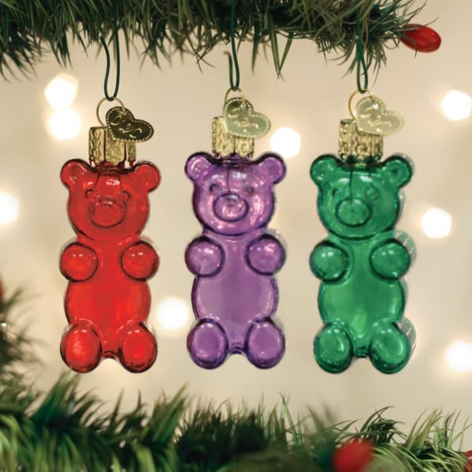 Old World Christmas Jelly Bear Set Glass Blown Ornament for Christmas Tree