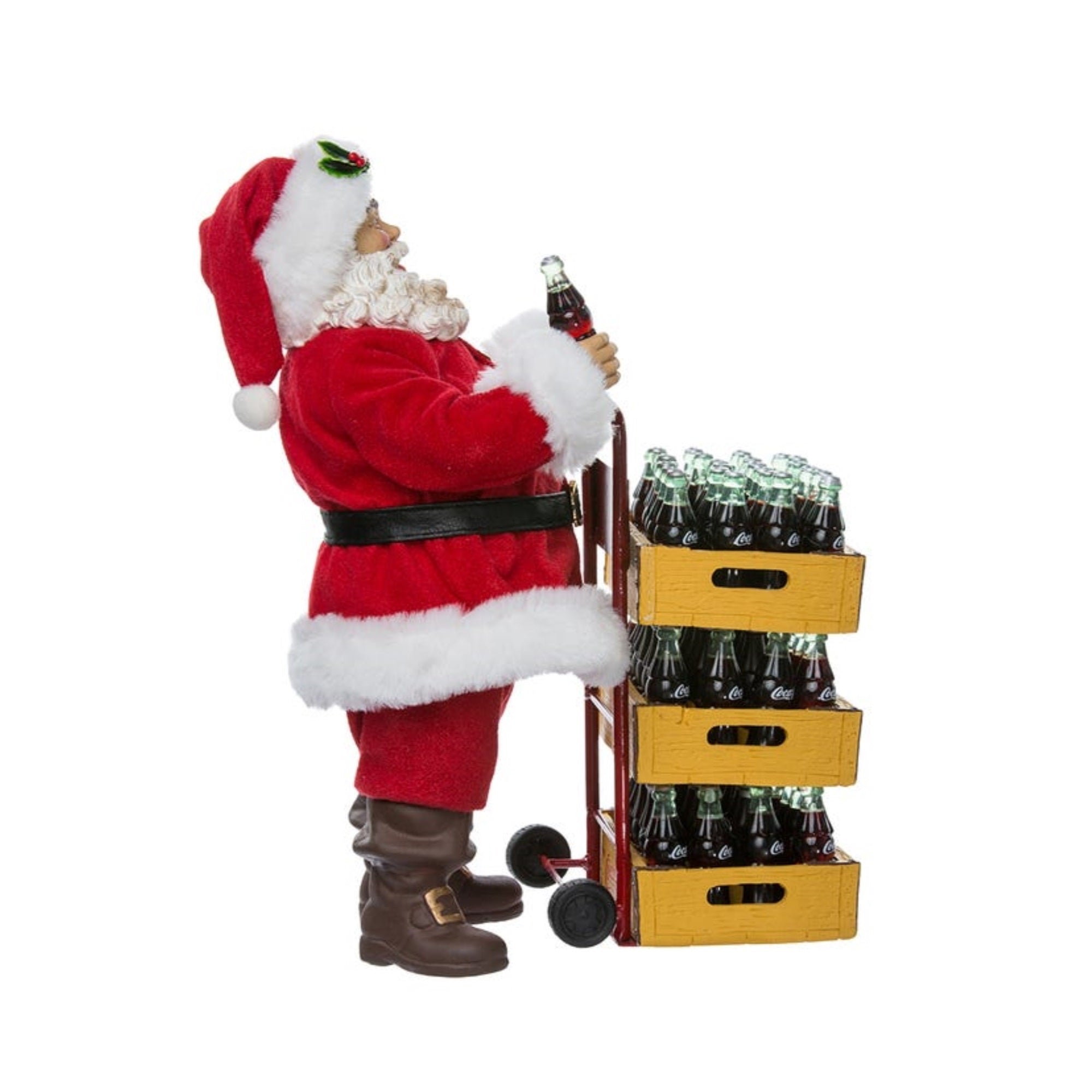 Kurt Adler Coca-Cola Fabriche Santa With Delivery Cart, 10.5"