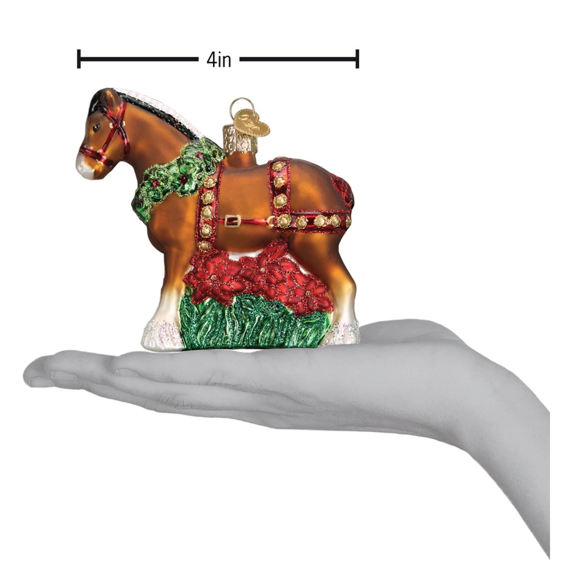 Old World Christmas Holiday Clydesdale Glass Blown Ornament