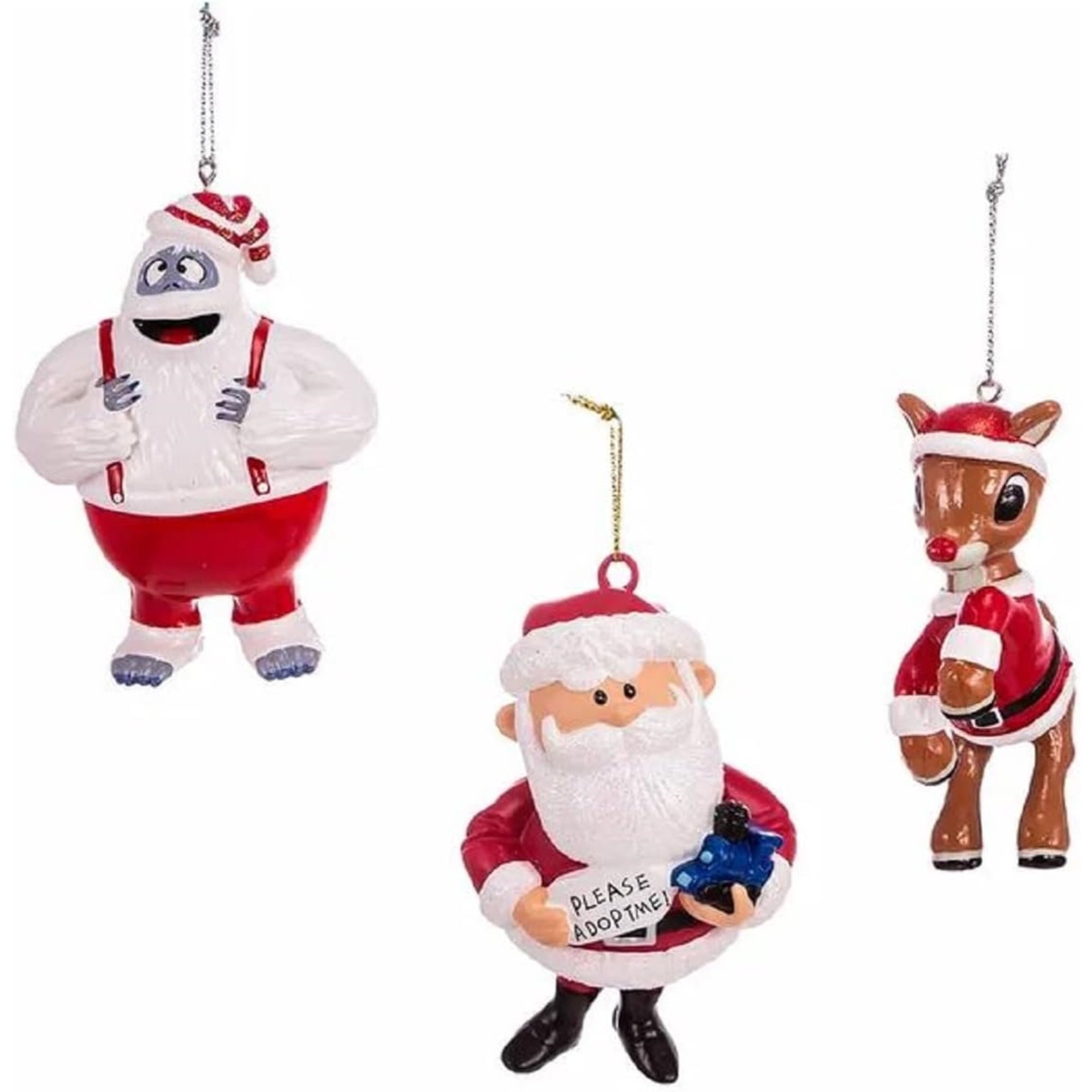 Kurt Adler Rudolph The Red-Nosed Reindeer 3pc Ornament Set, Multicolor, 3.5"