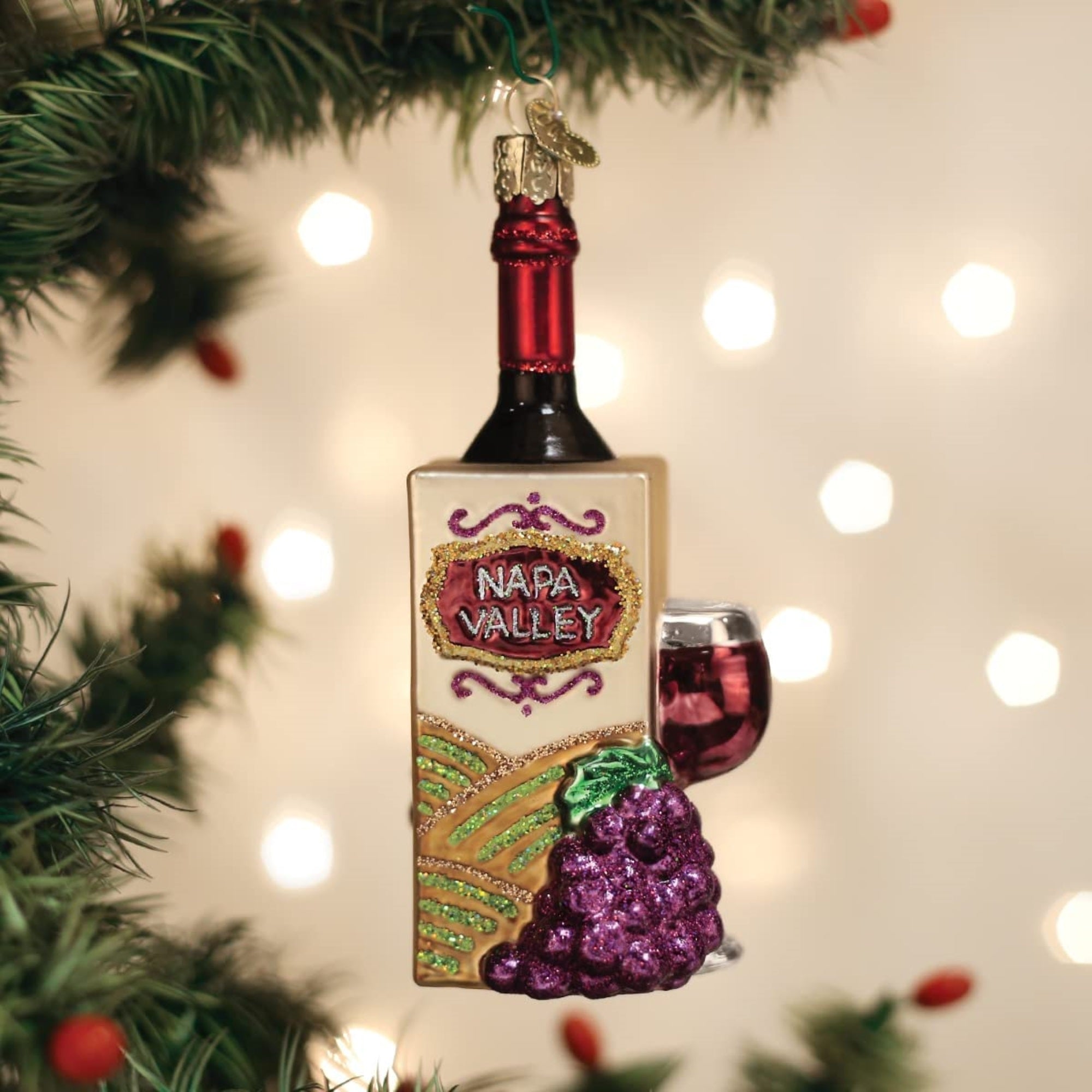 Old World Christmas Blown Glass Christmas Ornament, Napa Valley Wine