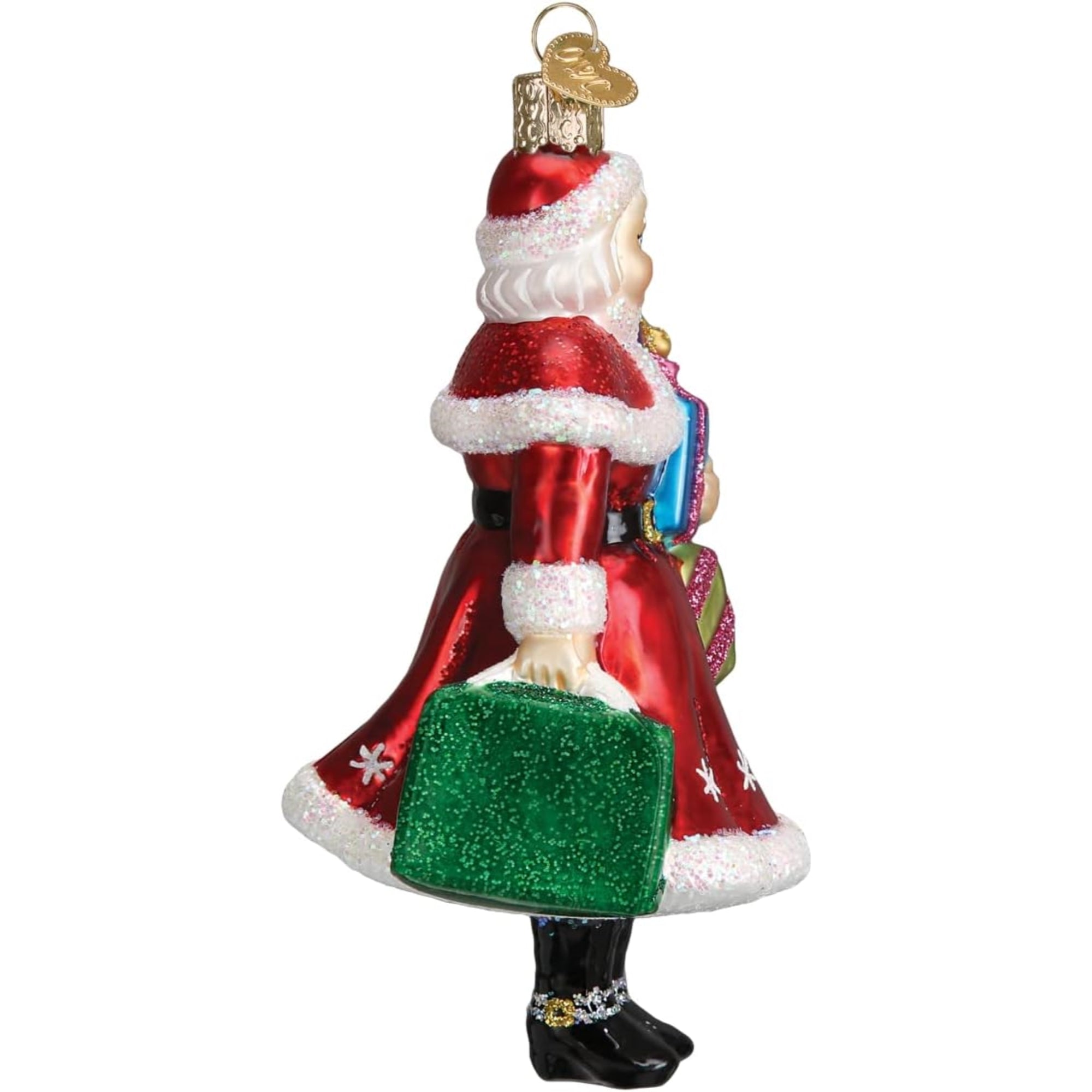 Old World Christmas Mrs. Claus Goes Shopping Glass Blown Ornament for Christmas Tree