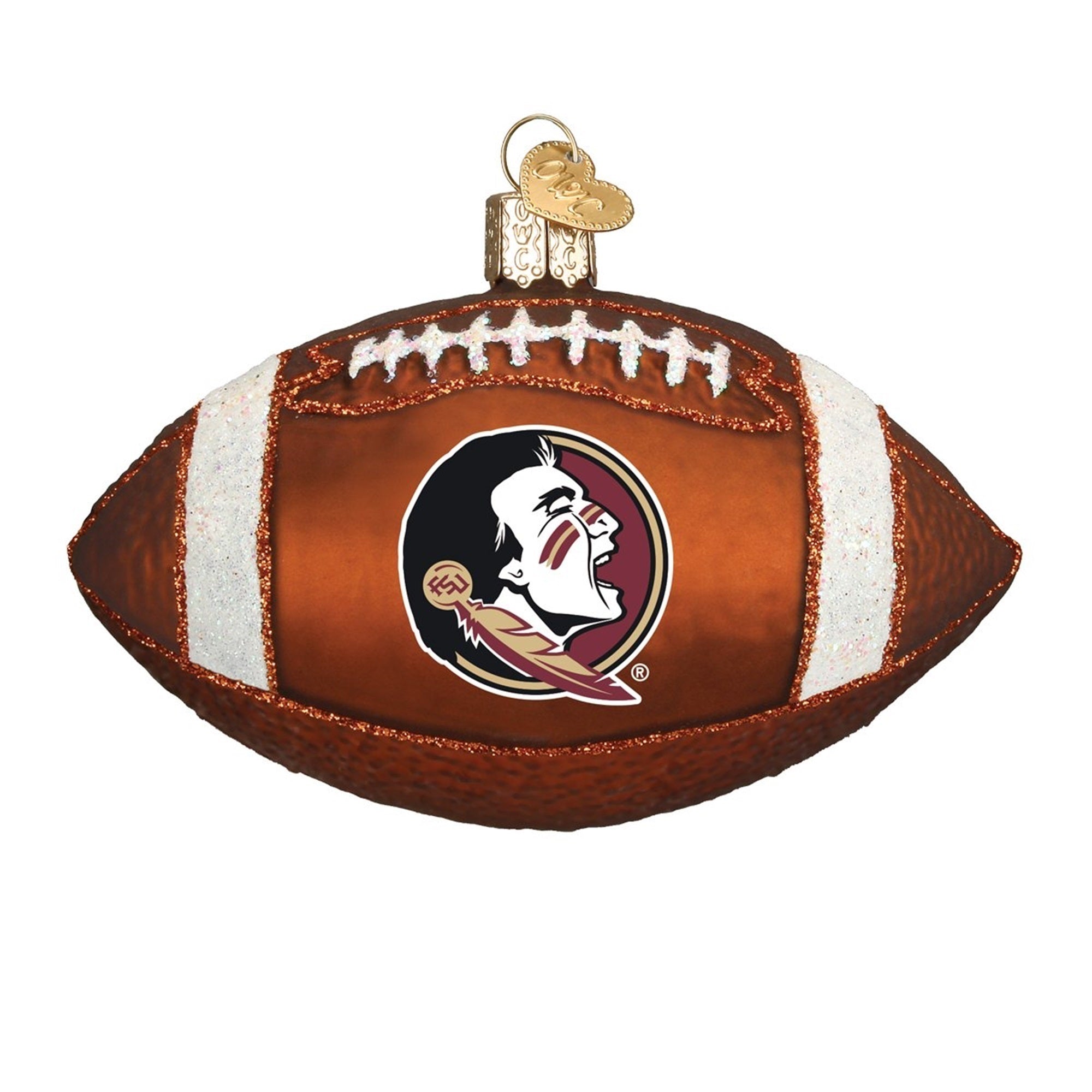 Old World Christmas Glass Blown Ornament Florida State Football, 4" (#62700)