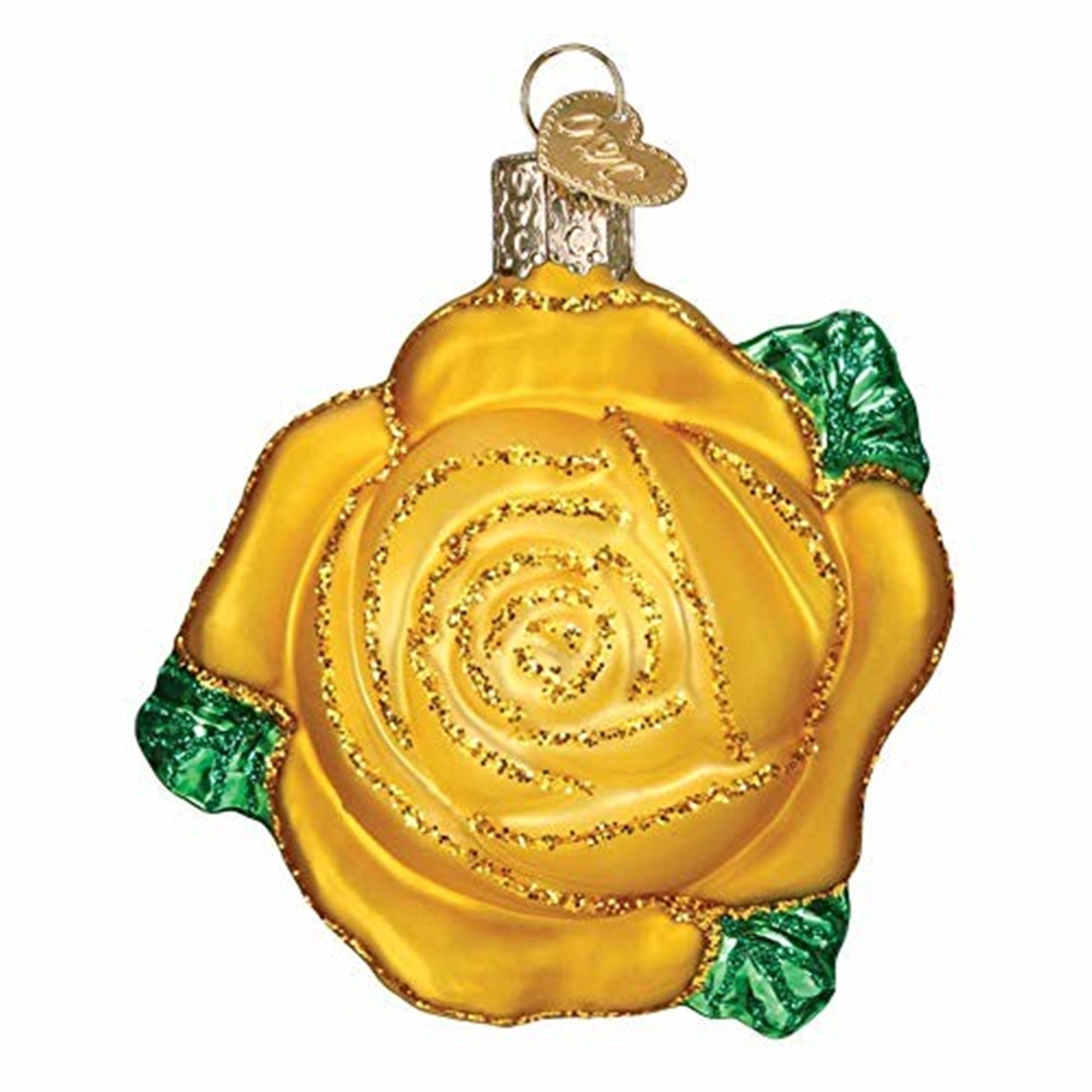 Old World Christmas Yellow Rose Hanging Tree Ornament