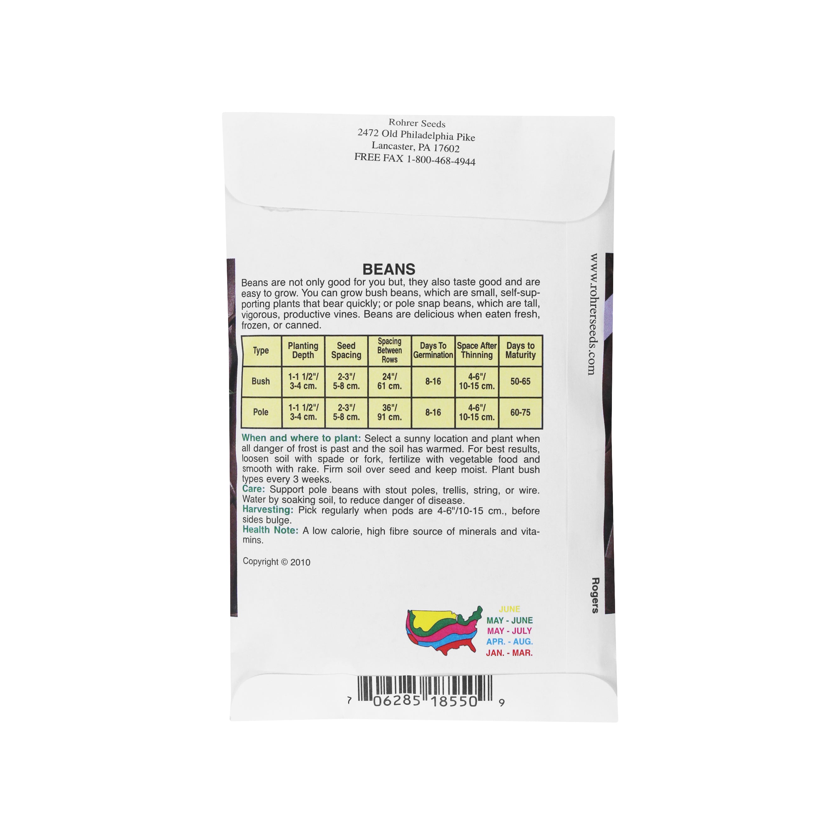 Rohrer Seeds Yellow Pod Bush Beans, Carson Variety, 2oz Packet, Plants 20ft Row