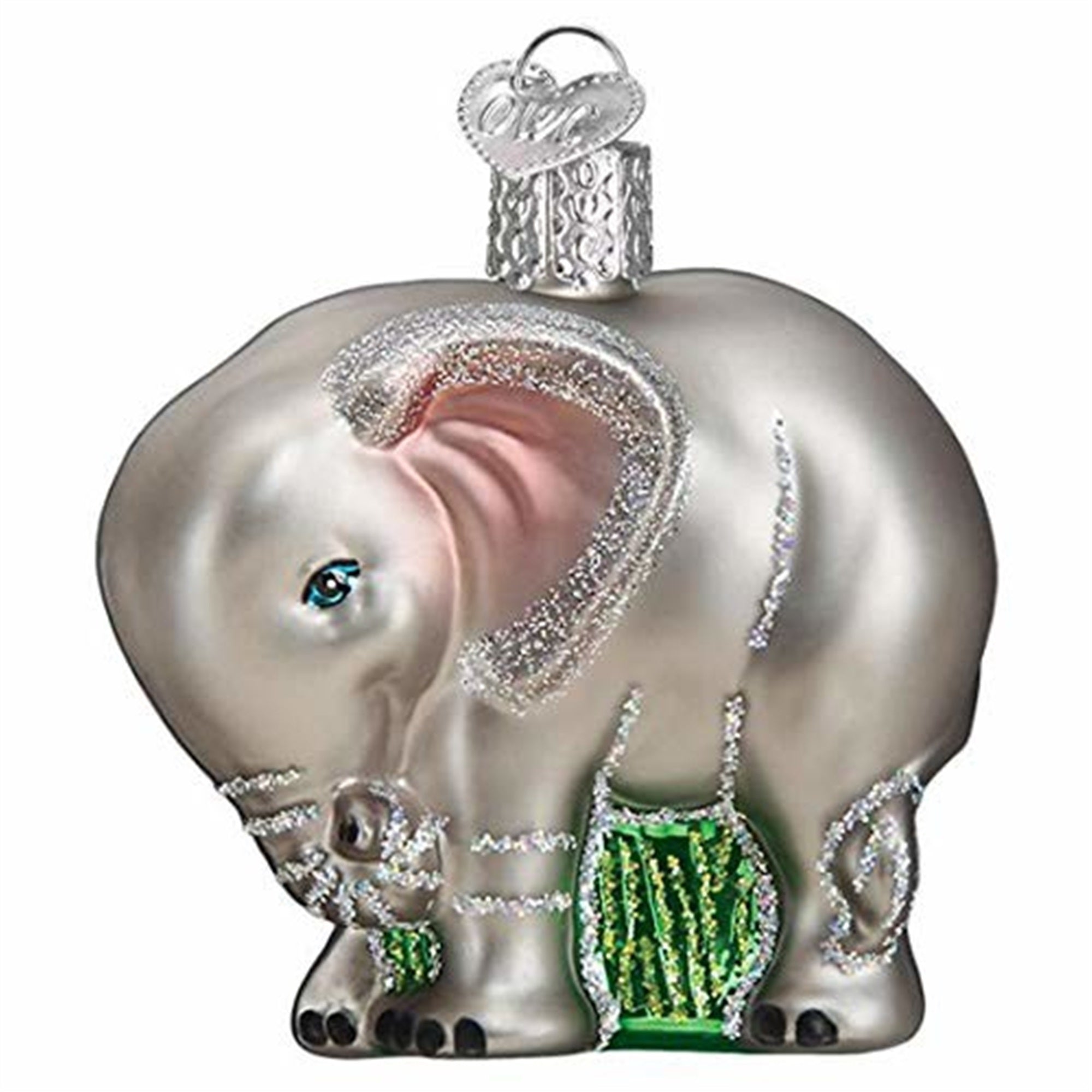 Old World Christmas Glass Blown Baby Elephant Ornament