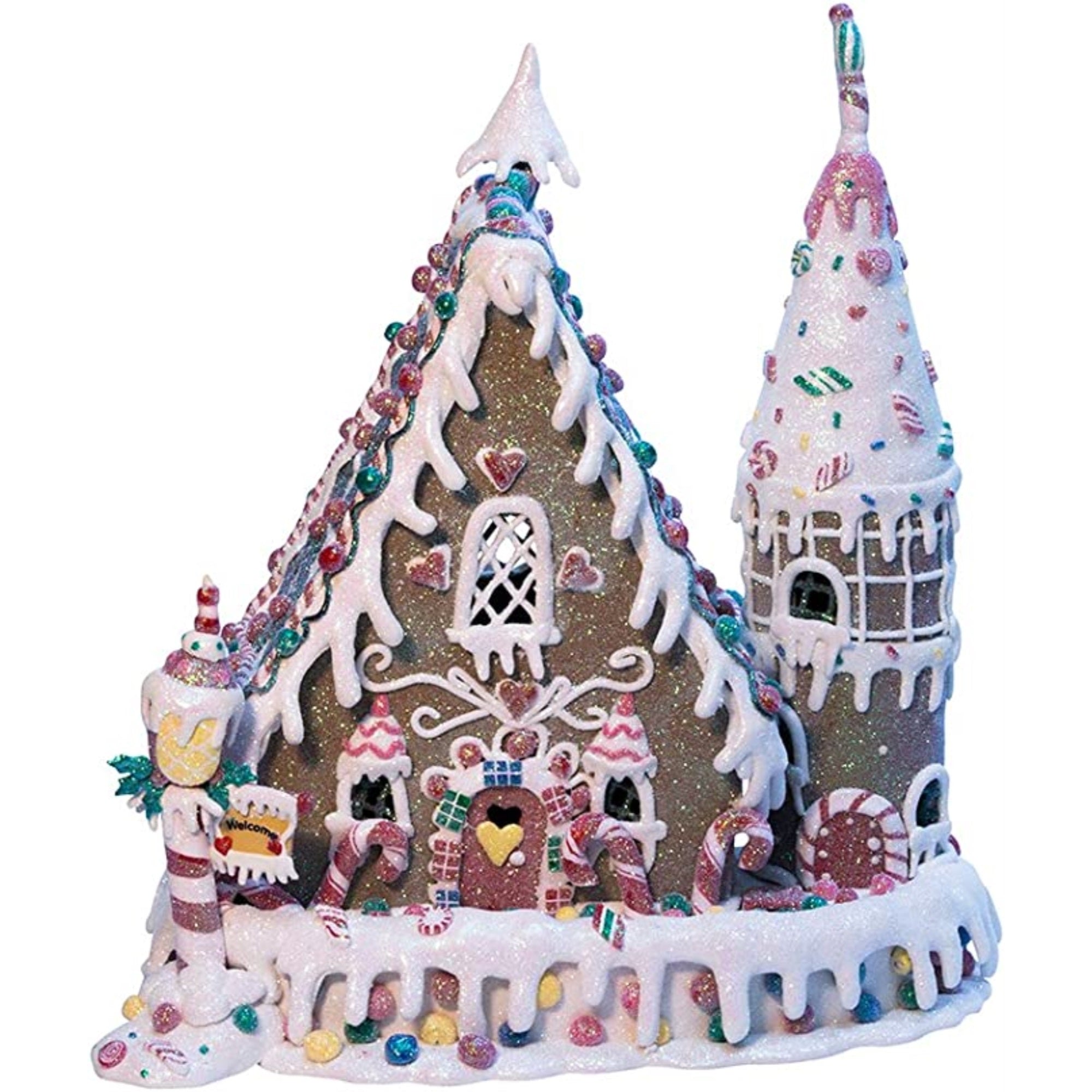 Kurt Adler Clay-Dough Christmas Gingerbread Inn, Lighted, 13"