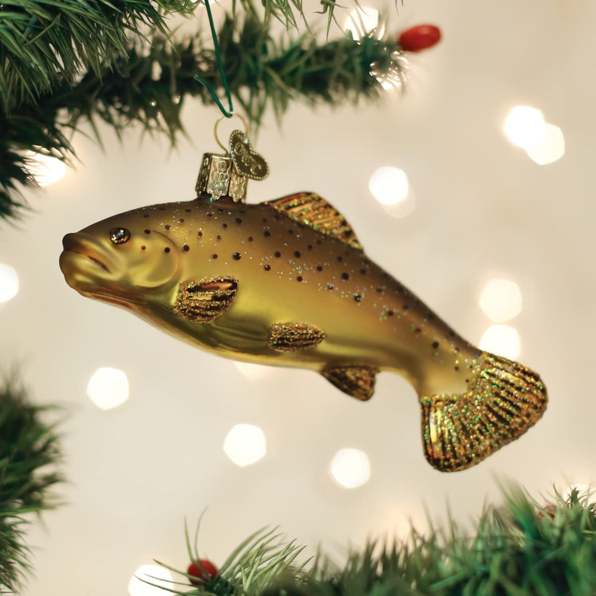 Old World Christmas Brown Trout Blown Glass Holiday Ornament For Tree
