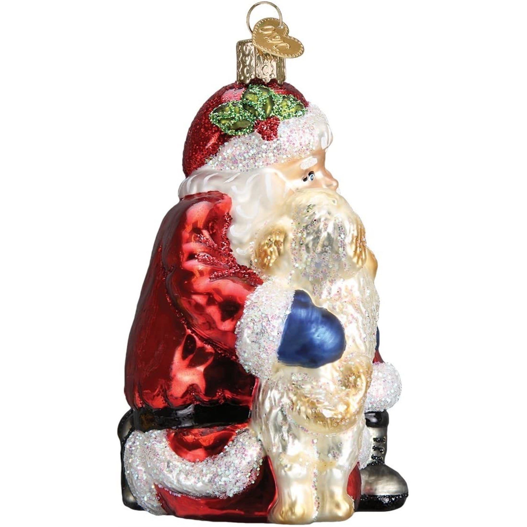 Old World Christmas Glass Blown Ornament, Santa Puppy Love