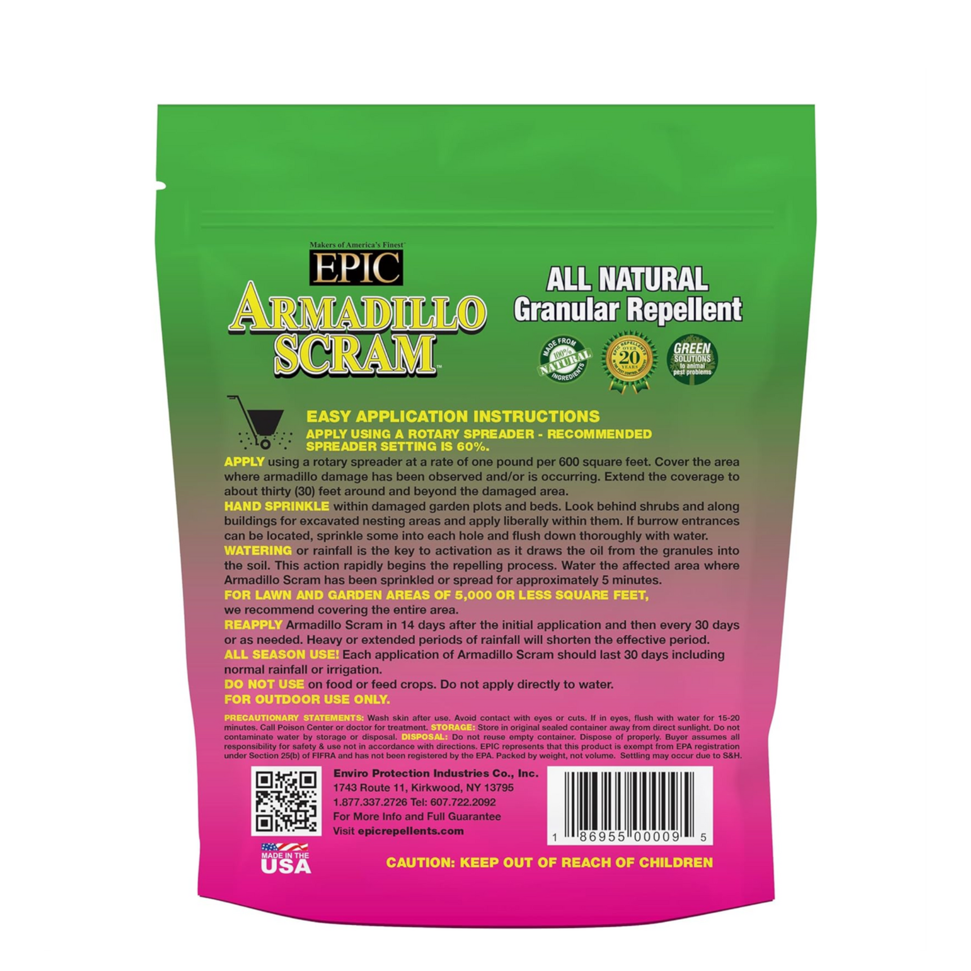 EPIC Armadillo Scram All Natural Ready To Use Outdoor Granular Animal Repellent Resealable Bag, 6lbs