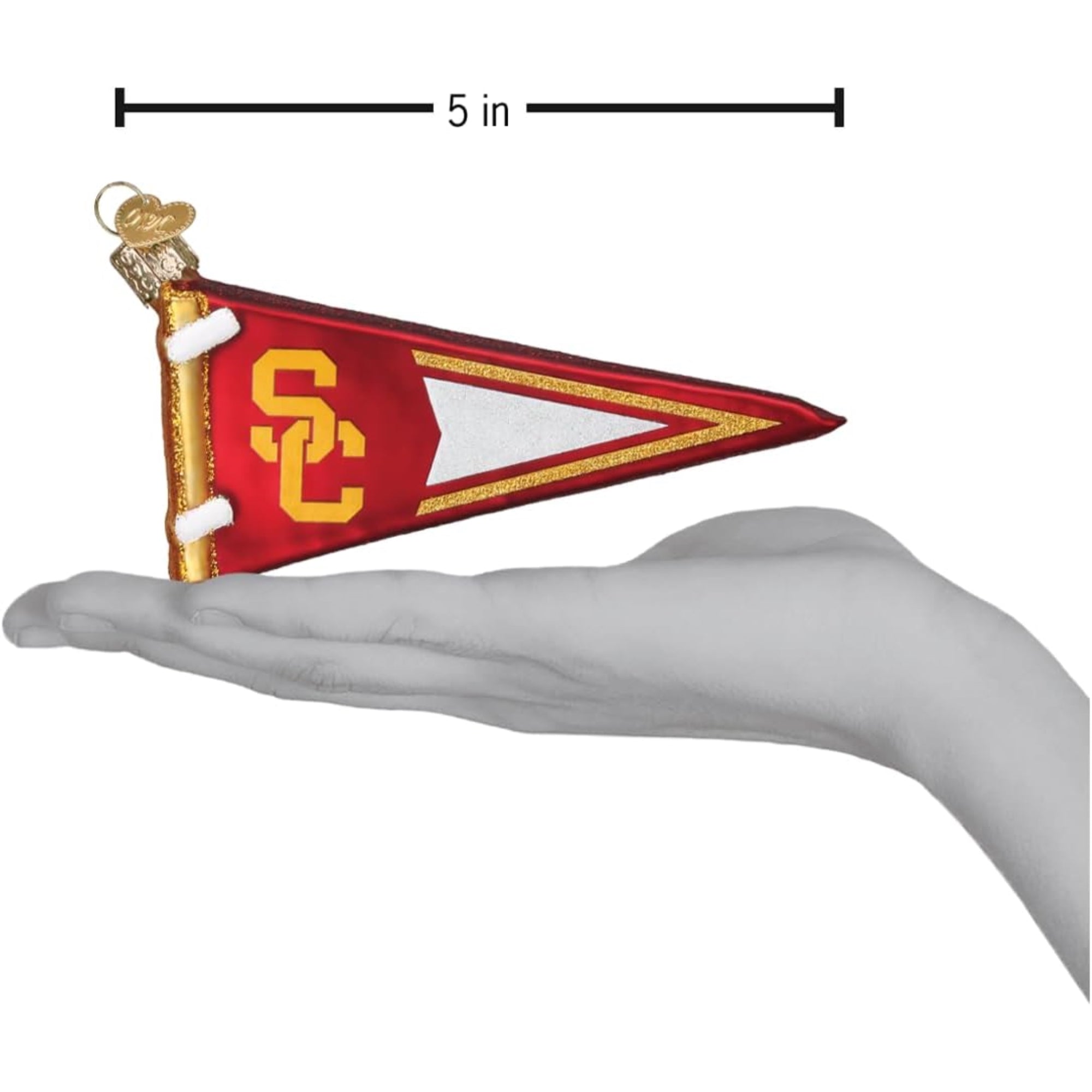 Old World Christmas USC Pennant Glass Ornament for Christmas Tree