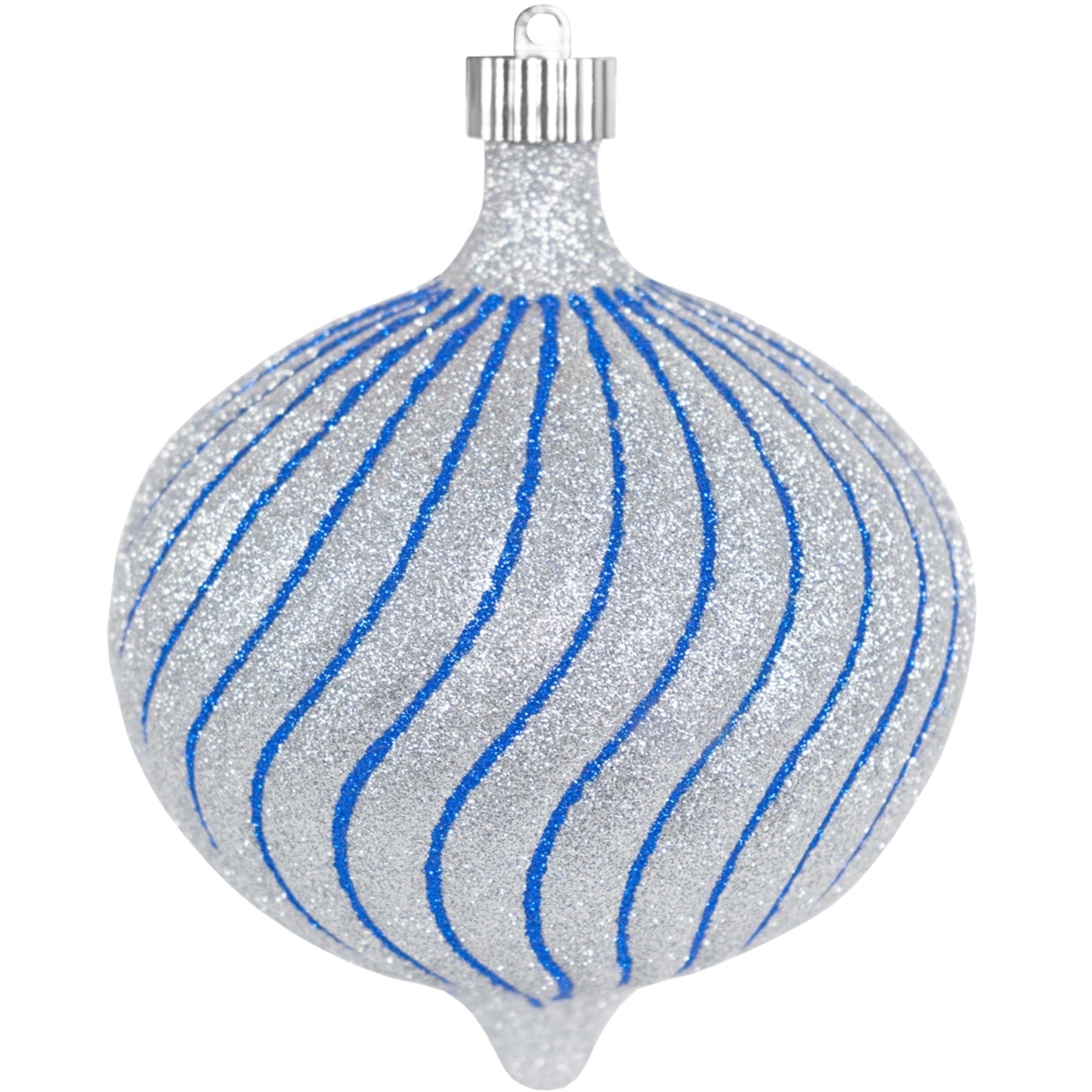 Christmas By Krebs Decorative Ball Ornament, 6 Inch, Blue & Silver (Pack of 8)